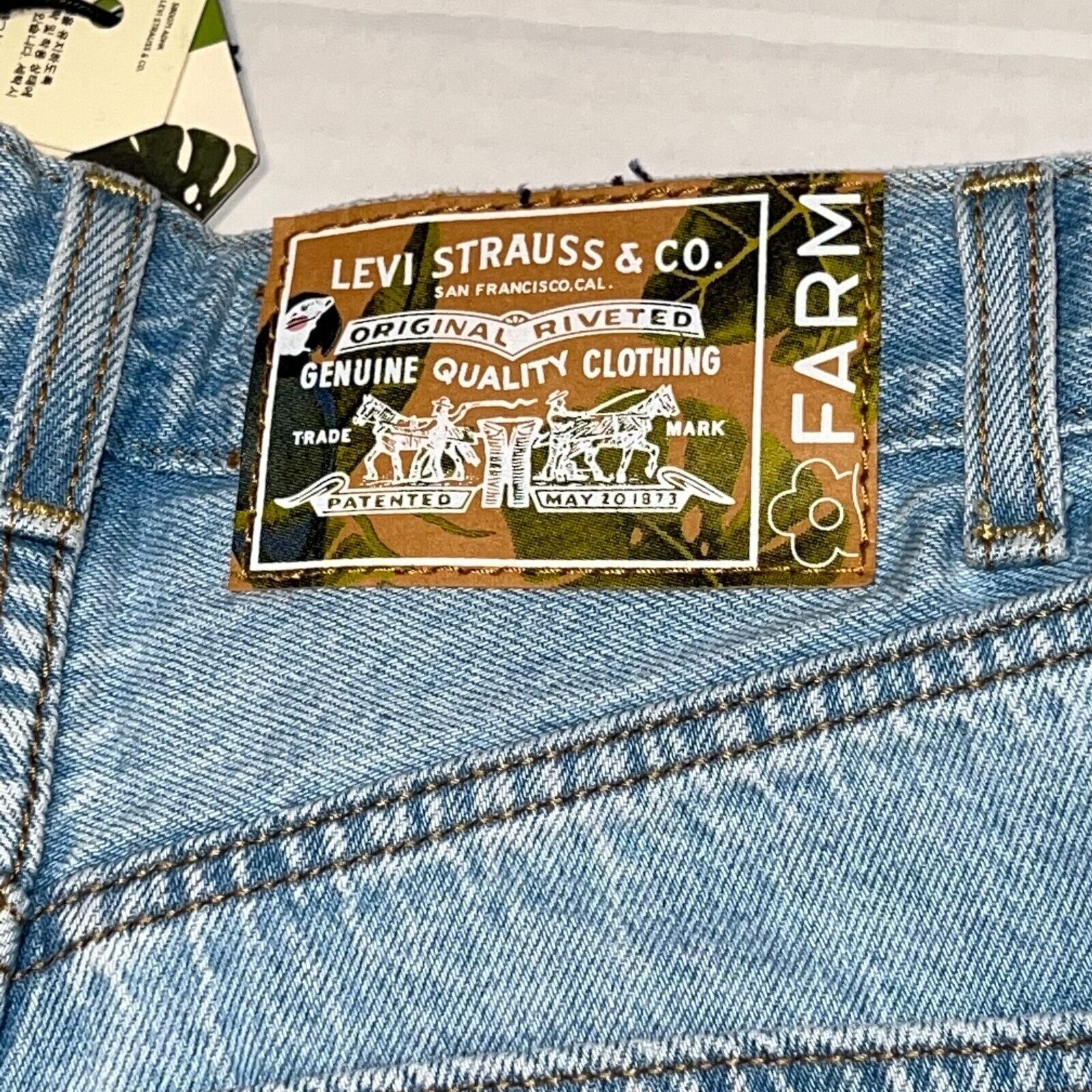 Levi's New Levi’s X Farm High Loose Women’s Jeans Parrot Size 23X31 Size 23" - 6 Thumbnail