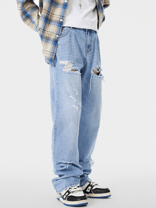 Japanese Brand American street trendy distressed washed ripped jeans Size US 32 / EU 48 - 1 Thumbnail