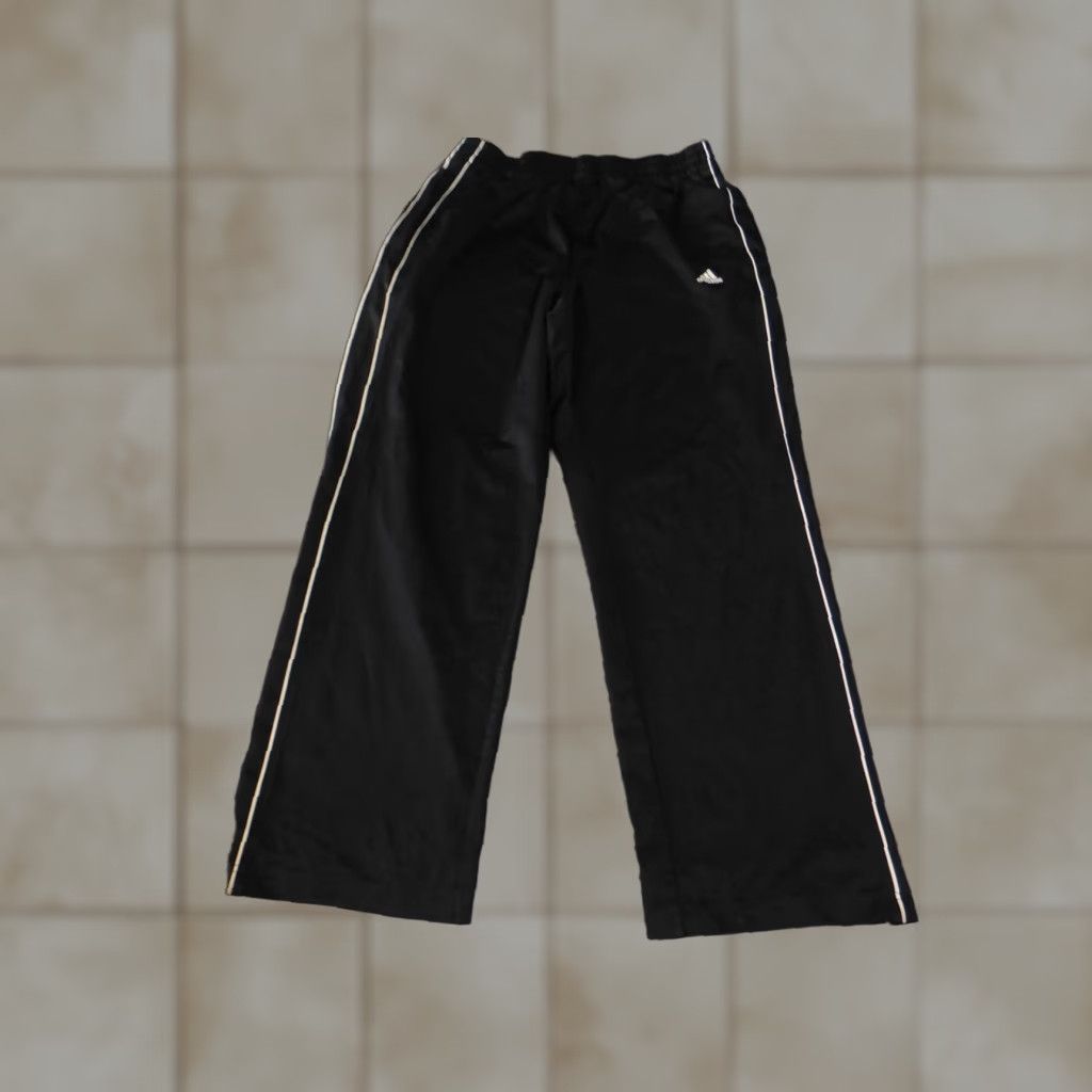 Adidas Adidas Pants Mens Large Black Athletic Track Windbreaker Piping White Stripe Sports Activewear 90s? Size US 33 - 1 Thumbnail
