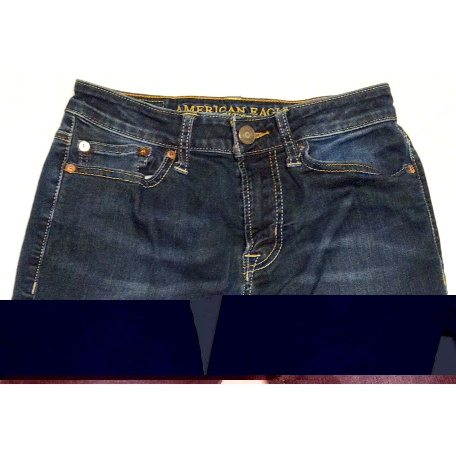 American Eagle Outfitters American Eagle Outfitters Jeans Slim Straight 26x28 Blue Mens 5-Pocket Distressed Stretch Dark Wash USA 90s Grunge Vintage No N/A Size US 26 / EU 42 - 4 Thumbnail