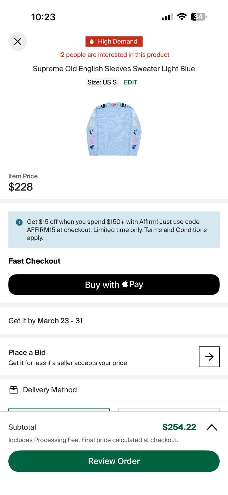 Supreme Supreme Old English Sleeves Sweater Size US S / EU 44-46 / 1 - 5 Thumbnail
