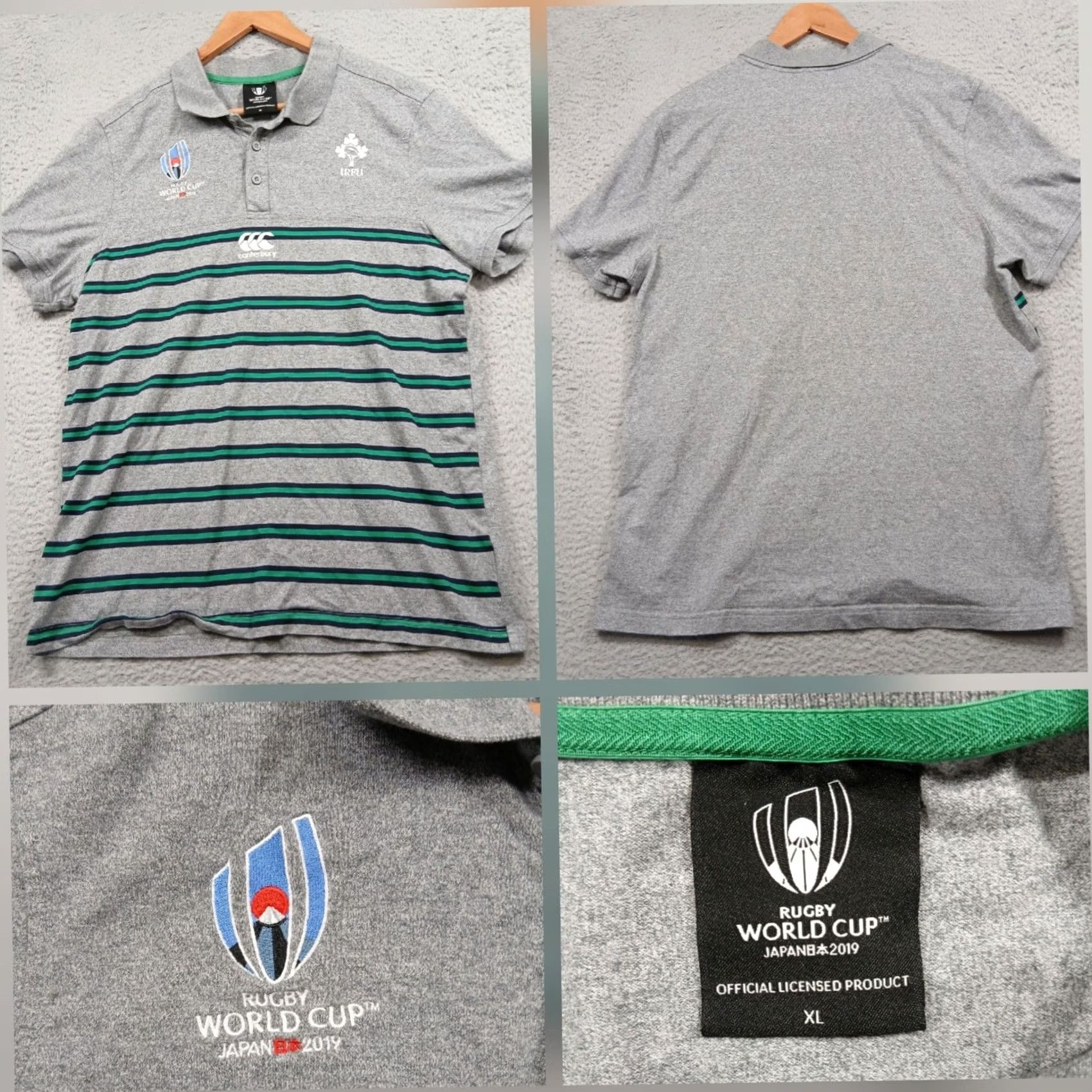 Vintage Canterbury IRFU Ireland Rugby World Cup 2019 Polo Shirt XL Gray Mens Size US XL / EU 56 / 4 - 2 Thumbnail