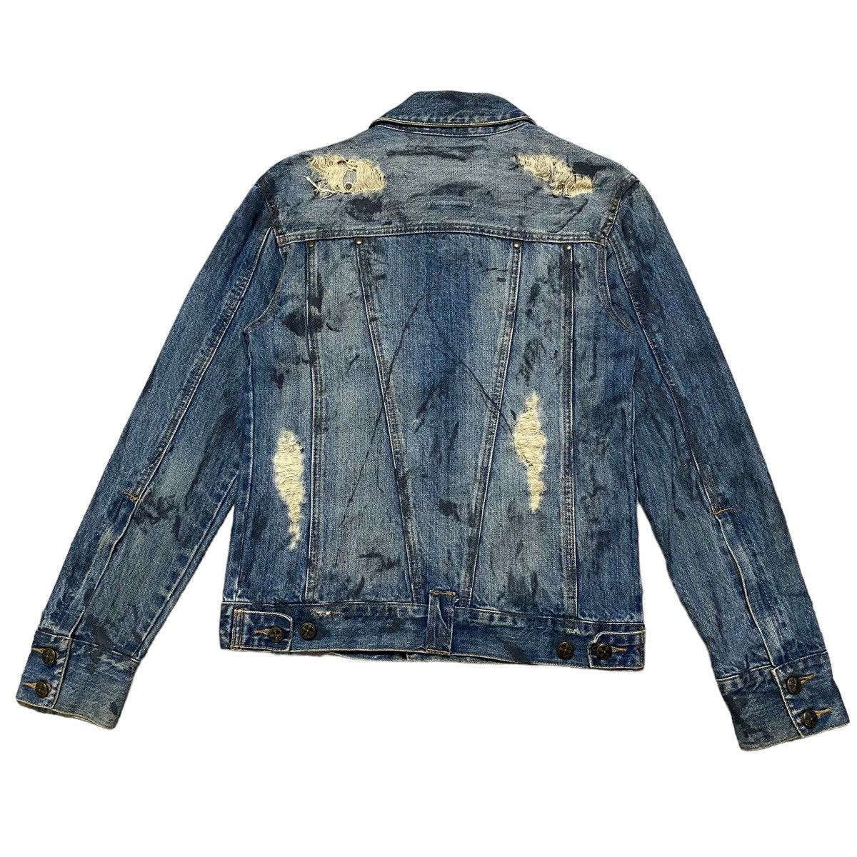 Le Grande Bleu (L.G.B.) MIDAS Machiavel Coated Distressed Denim Jacket Size US S / EU 44-46 / 1 - 2 Thumbnail