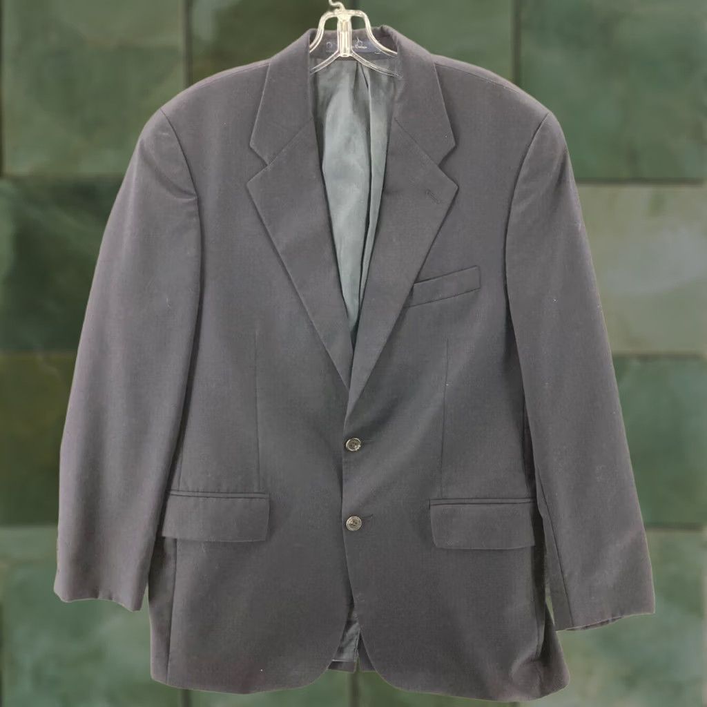 Ralph Lauren VINTAGE Ralph Lauren Blazer Mens 40R Wool Notch Lapel Two-Button Single-Breasted Blue Dress Sport Coat Size 40R - 1 Thumbnail