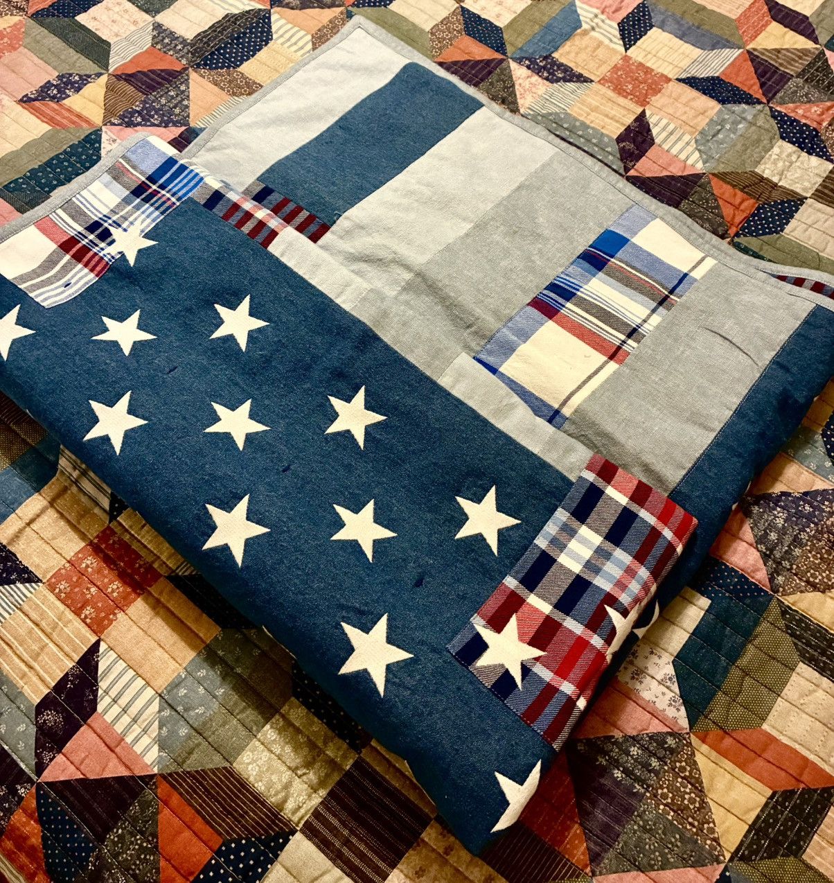 Polo Ralph Lauren POLO RALPH LAUREN PATCHWORK DENIM FLAG BLANKET Size ONE SIZE - 3 Thumbnail