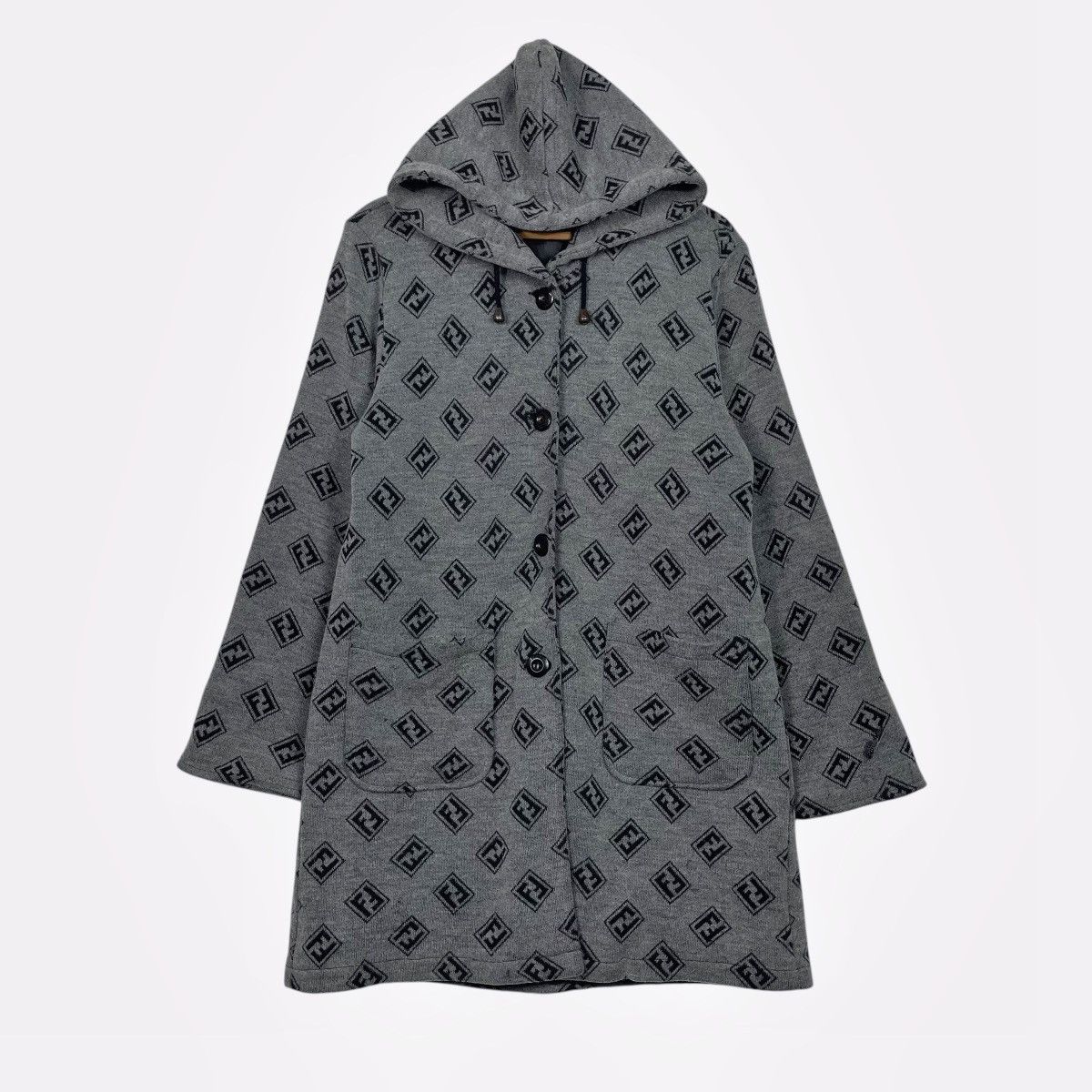 Fendi Vintage Fendi Monogram Hooded Wool Coat Size M / US 6-8 / IT 42-44 - 1 Thumbnail