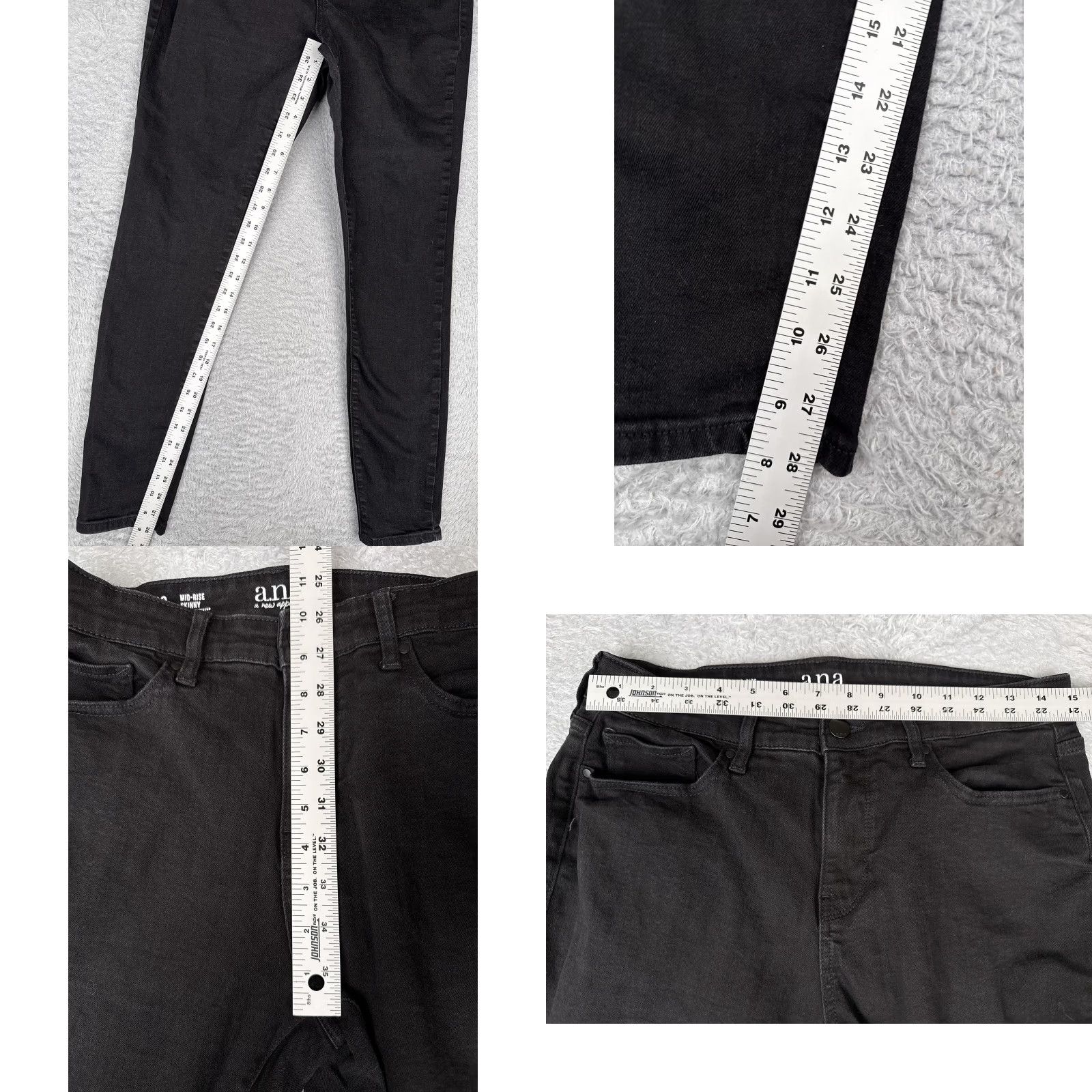 Denime VINTAGE? No — (Skip, since not vintage) a.n.a A New Approach Jeans Women's 10 Black Mid Rise Skinny Stretch Denim Pants Size 32" / US 10 / IT 46 - 8 Thumbnail
