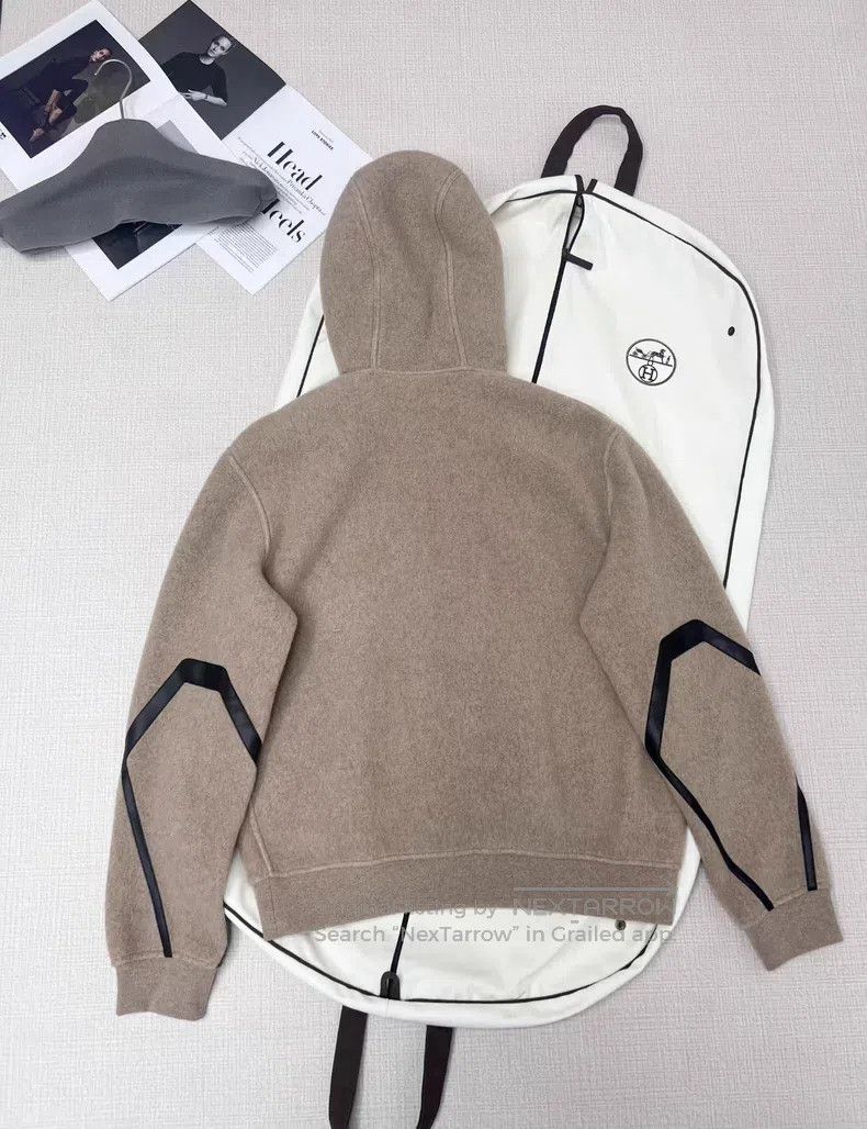 Hermes Hermes Cashmere and leather hooded jacket Size US L / EU 52-54 / 3 - 2 Thumbnail