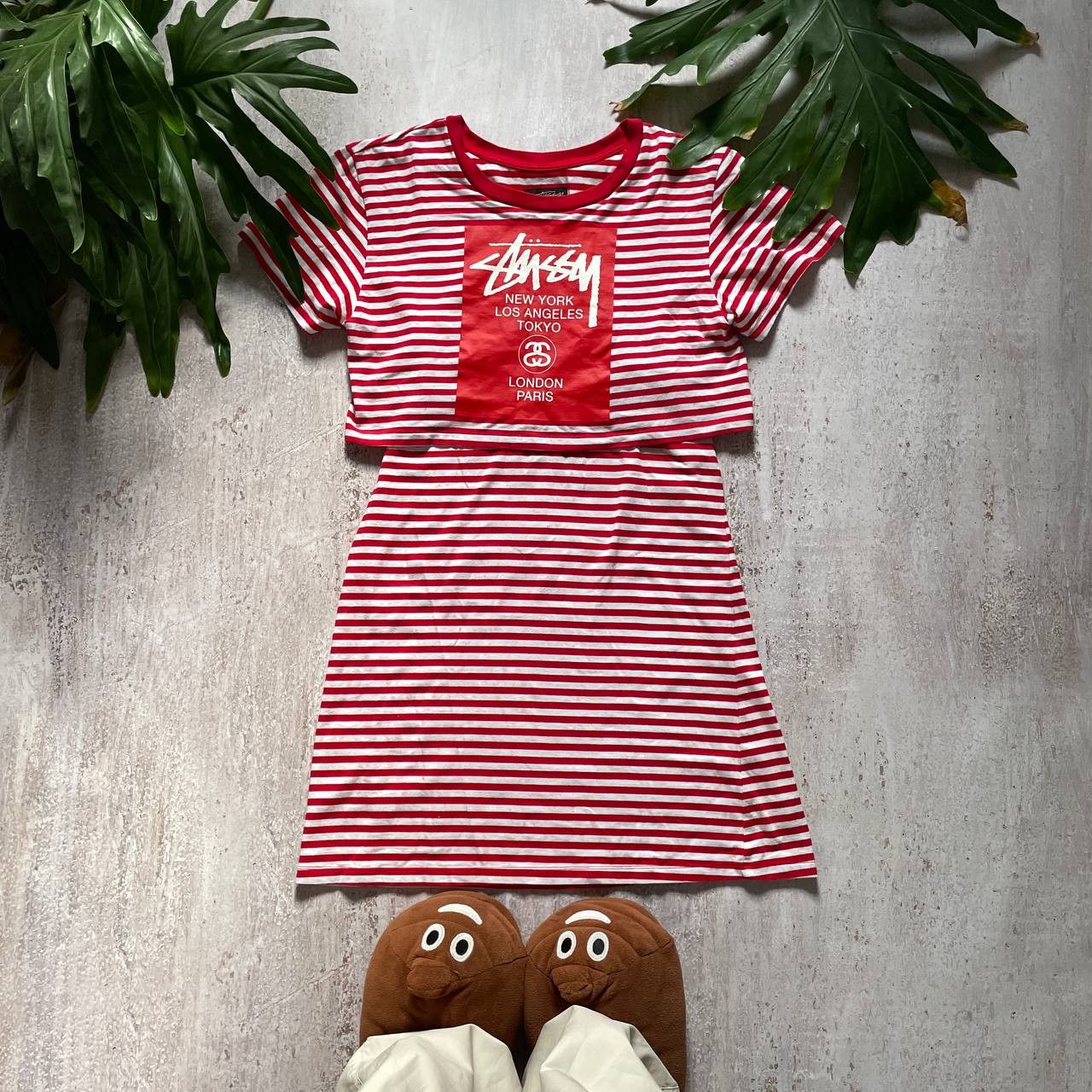 VINTAGE Y2K STUSSY AMAZING STRIPES MIDI DRESS