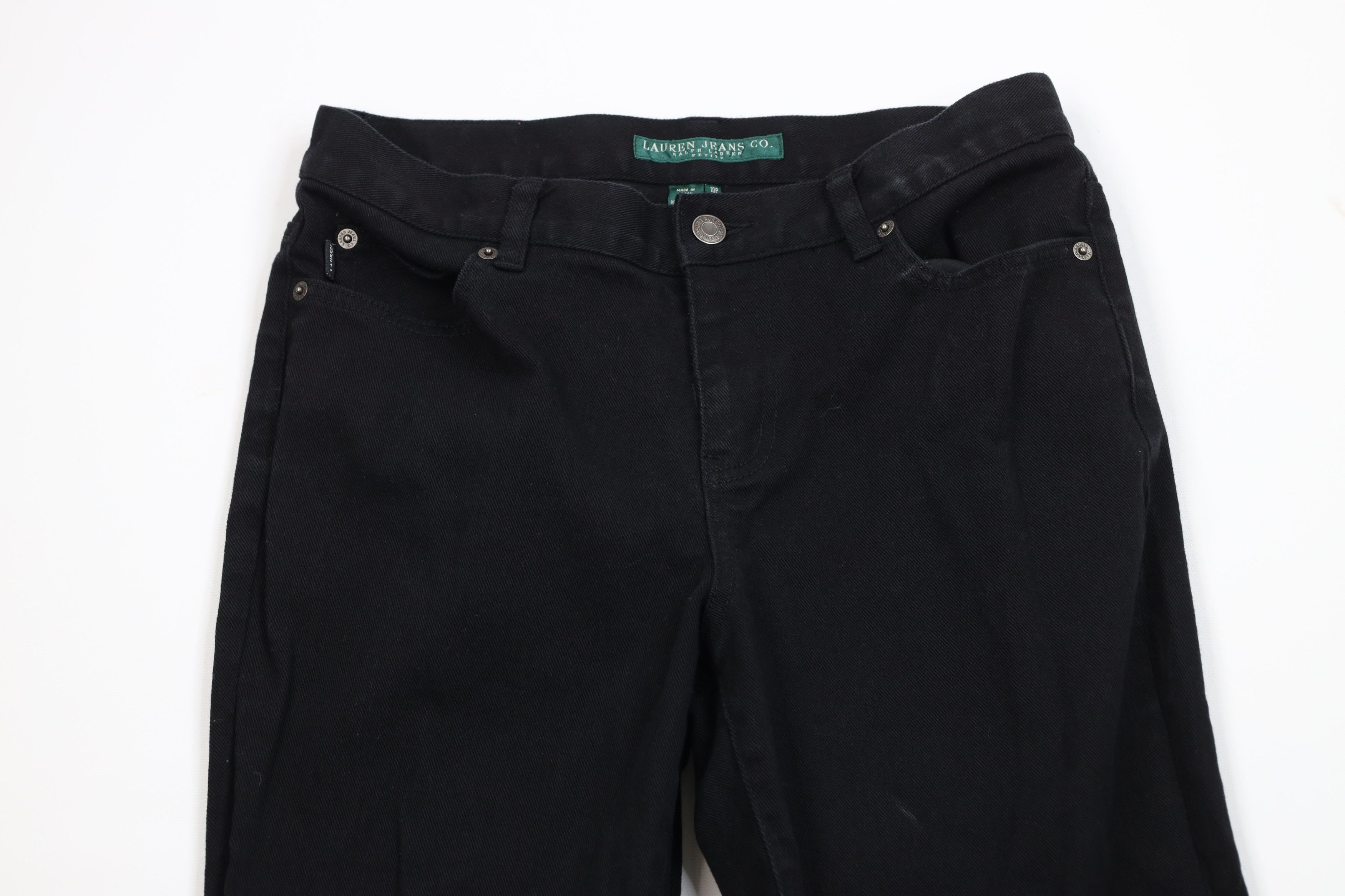 Ralph Lauren Vintage 90s Ralph Lauren Stretch Wide Leg Denim Jeans Black Size 32" / US 10 / IT 46 - 2 Thumbnail