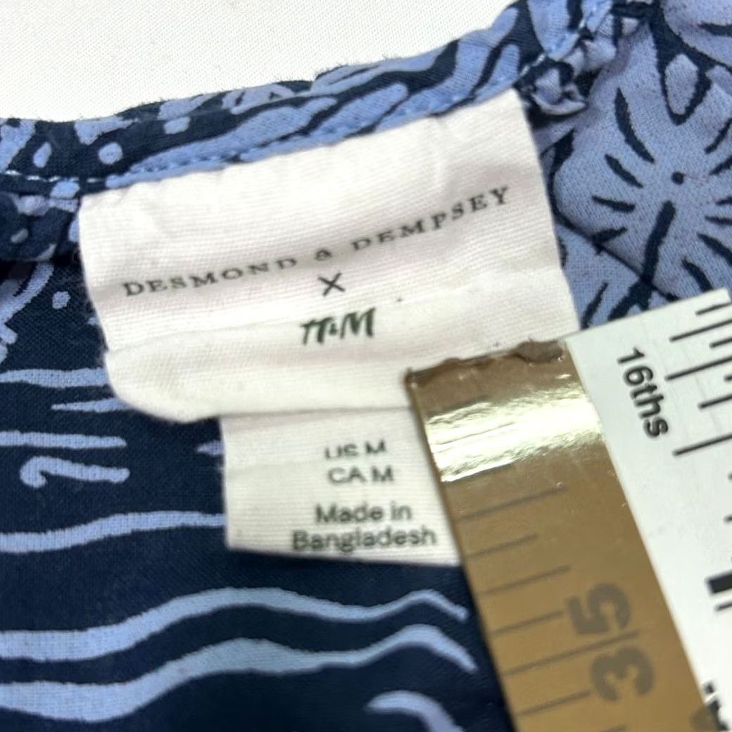 H&M Desmond Dempsey x H& Tropical Palm Print Tank Top - Womens Med M Navy Blue Size M / US 6-8 / IT 42-44 - 5 Thumbnail