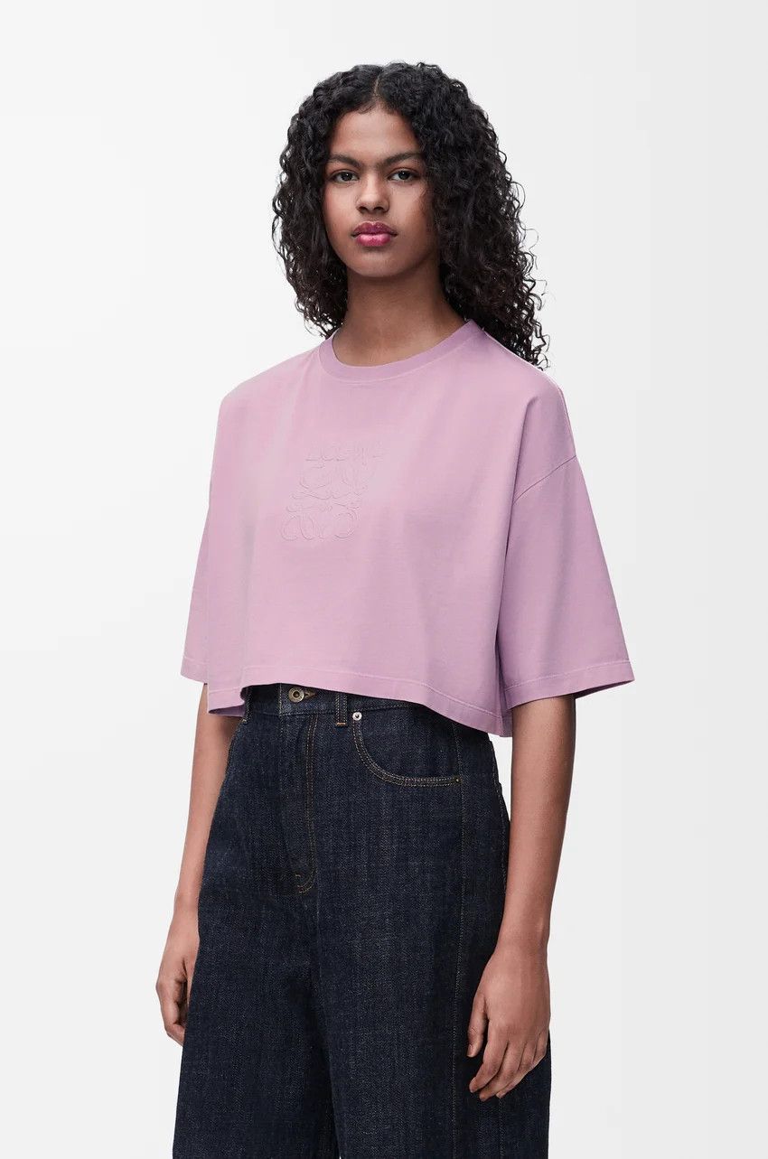 Loewe o1loc1c0525 Cropped T-Shirt In Cotton in Purple Size XS / US 0-2 / IT 36-38 - 3 Thumbnail