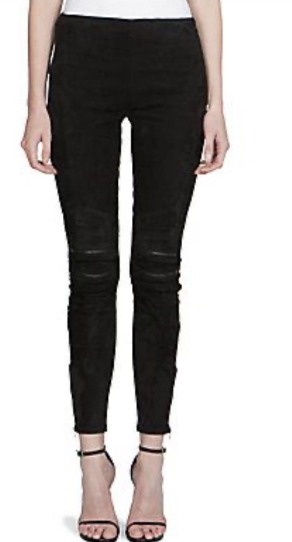 Yves Saint Laurent YSL Suede Biker Black Pant Size 26" / US 2 / IT 38 - 1 Thumbnail