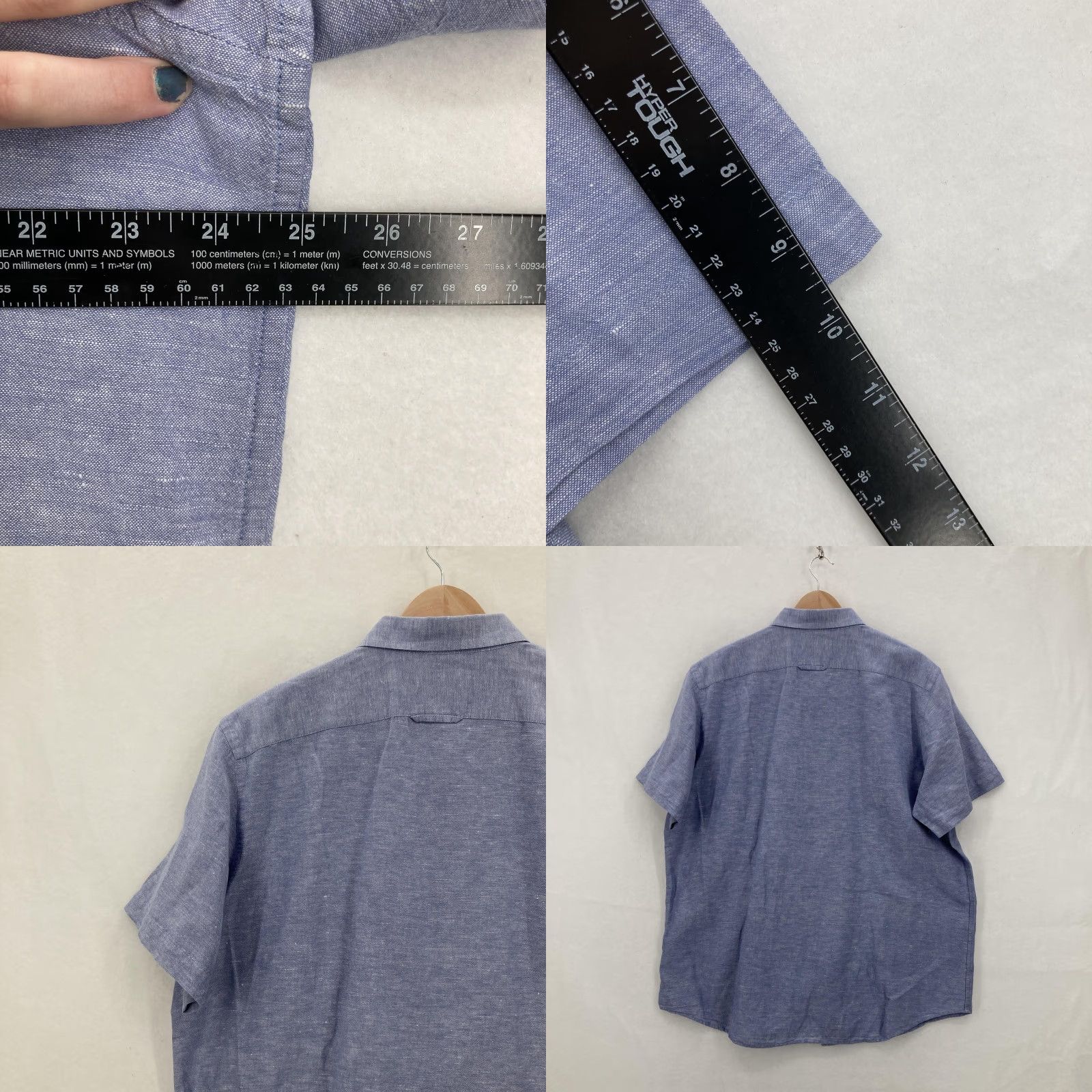 Banana Republic Banana Republic Shirt Mens XL Linen Blend Short Sleeve Button Up Standard Fit Blue Chambray Slub Pattern Beach Nautical Preppy Size US XL / EU 56 / 4 - 8 Thumbnail