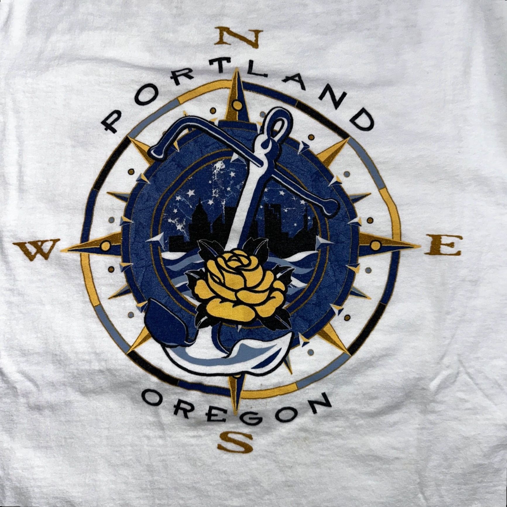 Vintage Oneita Portland Oregon 90s VTG T Shirt Single Stitch Compass Hiking Rose 1997 Size US XXL / EU 58 / 5 - 2 Thumbnail