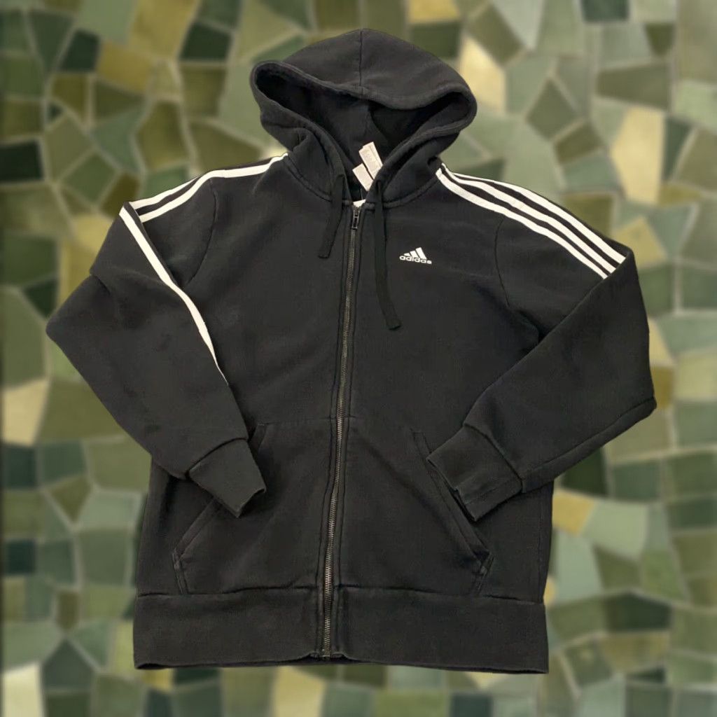 Adidas Adidas Hoodie Mens Small Black Fleece Essential Sweatshirt Hooded Pockets Full Zip Size US S / EU 44-46 / 1 - 1 Thumbnail