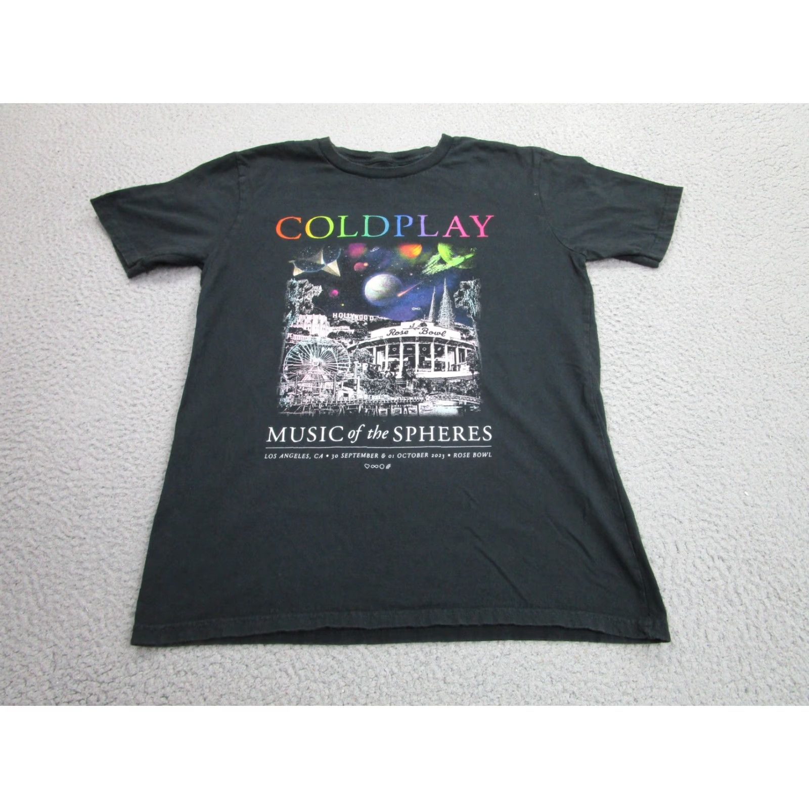 Vintage Coldplay Shirt Mens Small Black Music Of The Spheres Live 2023 Tour Rose Bowl LA Size US S / EU 44-46 / 1 - 2 Thumbnail