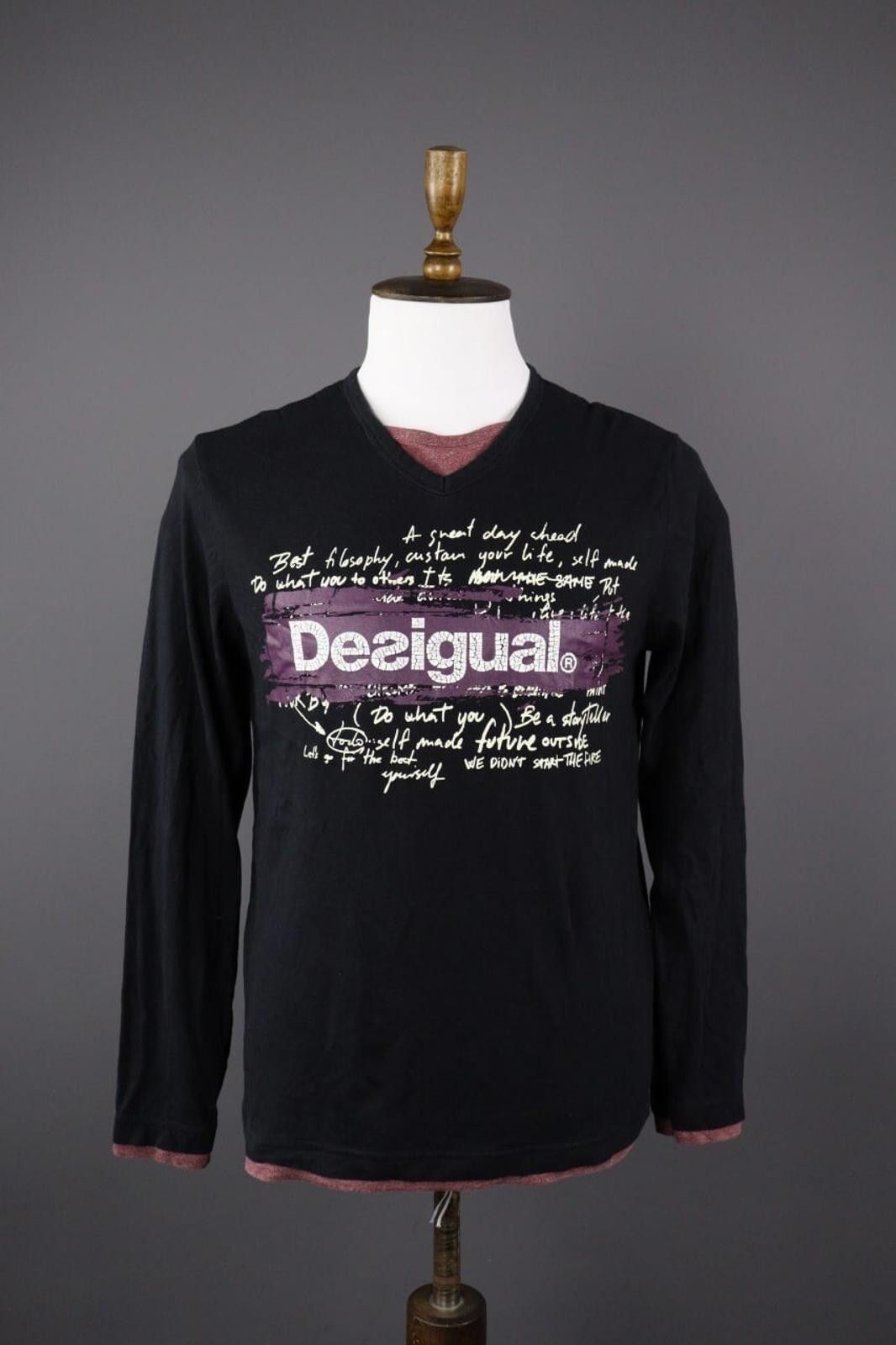 Desigual Desigual Black Big Logo Long Sleeve Top Shirt Size M Size US M / EU 48-50 / 2 - 1 Thumbnail