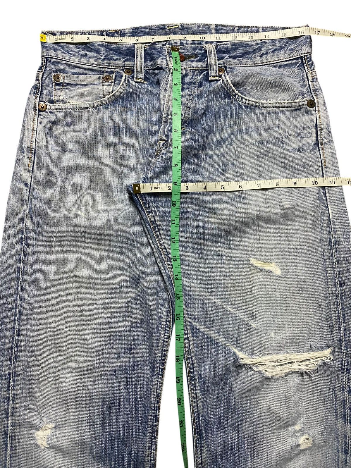 Edwin Vintage Edwin Blue Trip 503 Distressed Faded Wash Loose Jean Size US 33 - 16 Thumbnail