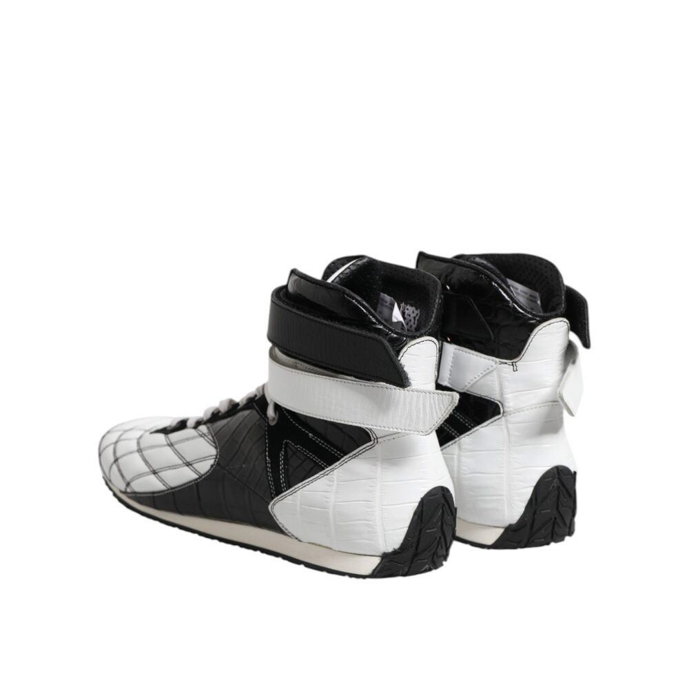 Dolce & Gabbana Dolce & Gabbana Black White Leather High Top Sneakers Shoes Size US 11 / EU 44 - 5 Thumbnail
