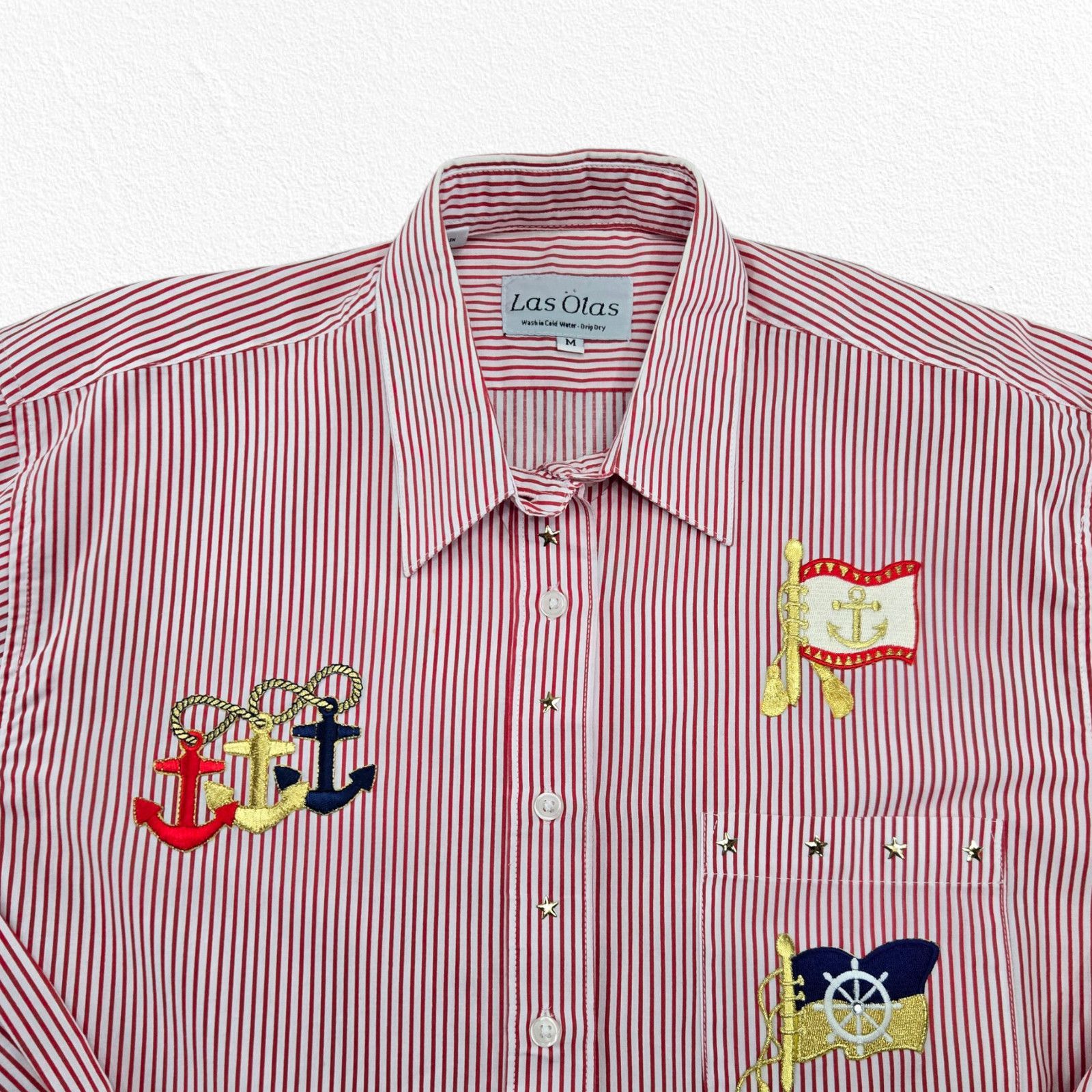 Other Y2K Las Olas Red Striped Nautical Button Down Shirt Size Med Size M / US 6-8 / IT 42-44 - 3 Thumbnail
