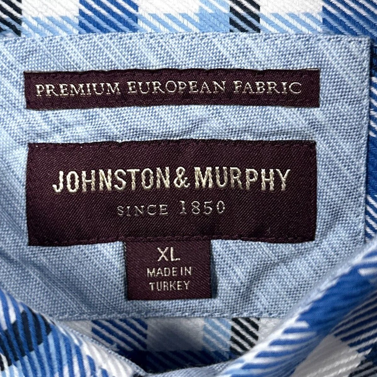 Johnston & Murphy Johnston & Murphy Button-Up Shirt Mens XL Blue White Gingham Check Cotton Twill Classic Casual Size US XL / EU 56 / 4 - 3 Thumbnail
