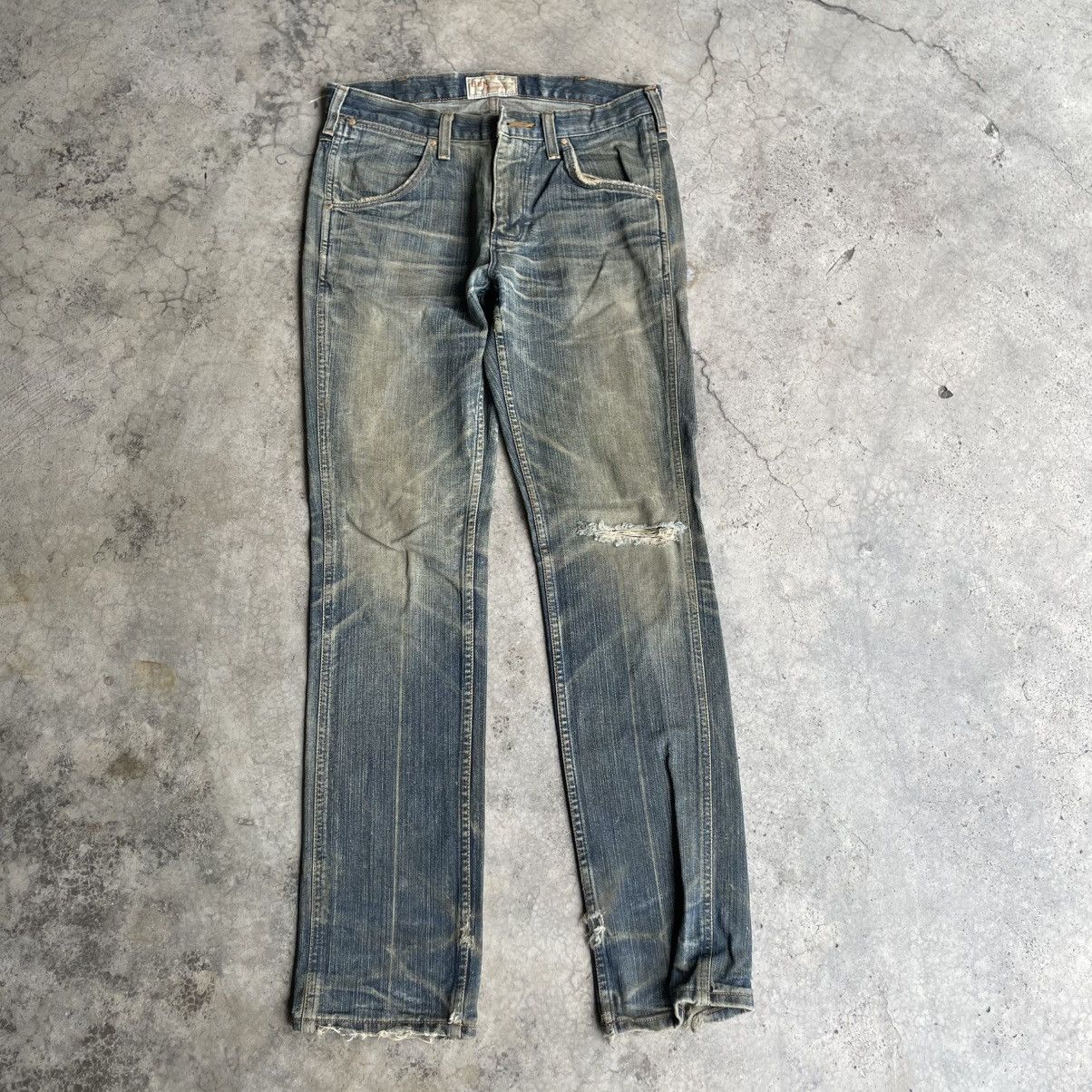 Wrangler 🔥Vintage 80s Wrangler Stoned Washed Ripped Denim Jeans Size US 32 / EU 48 - 1 Thumbnail