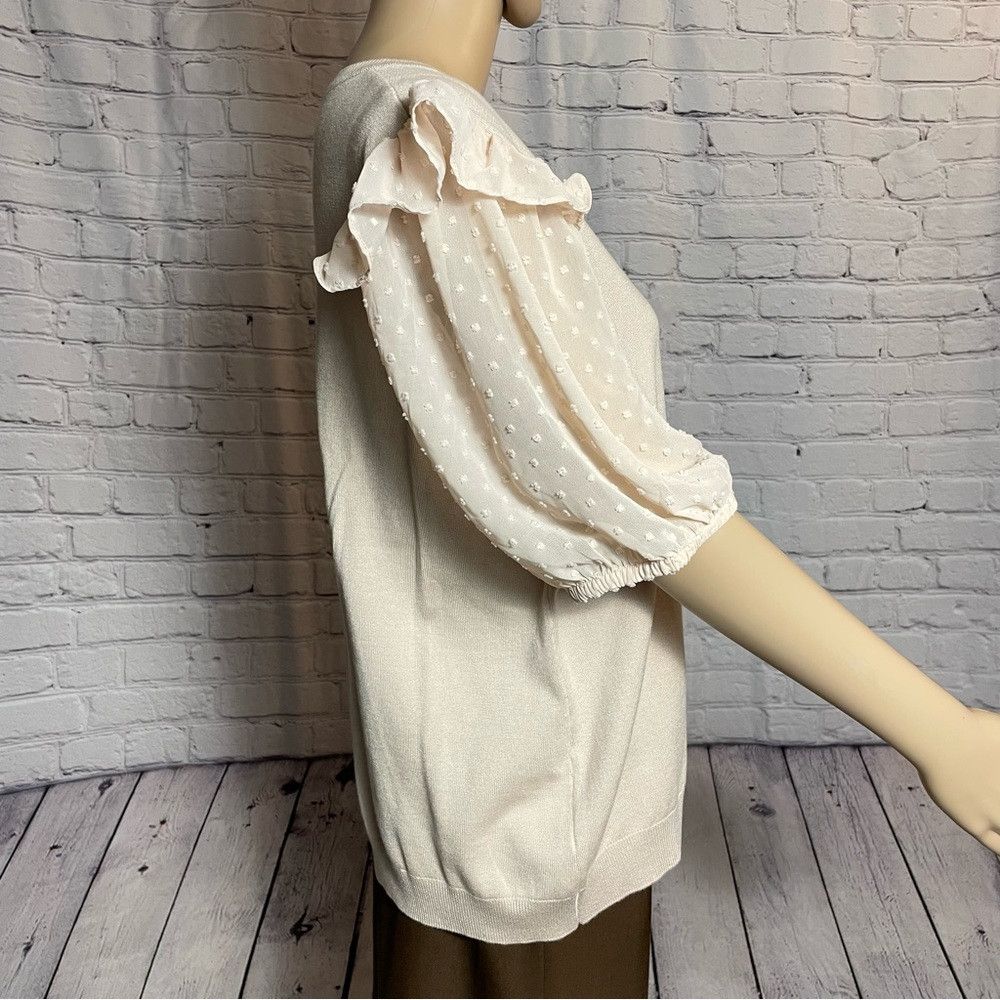 Adrianna Papell NWT New $89 Adrianna Papell Short Puff Sleeve Blush Sweater Size XL / US 12-14 / IT 48-50 - 3 Thumbnail