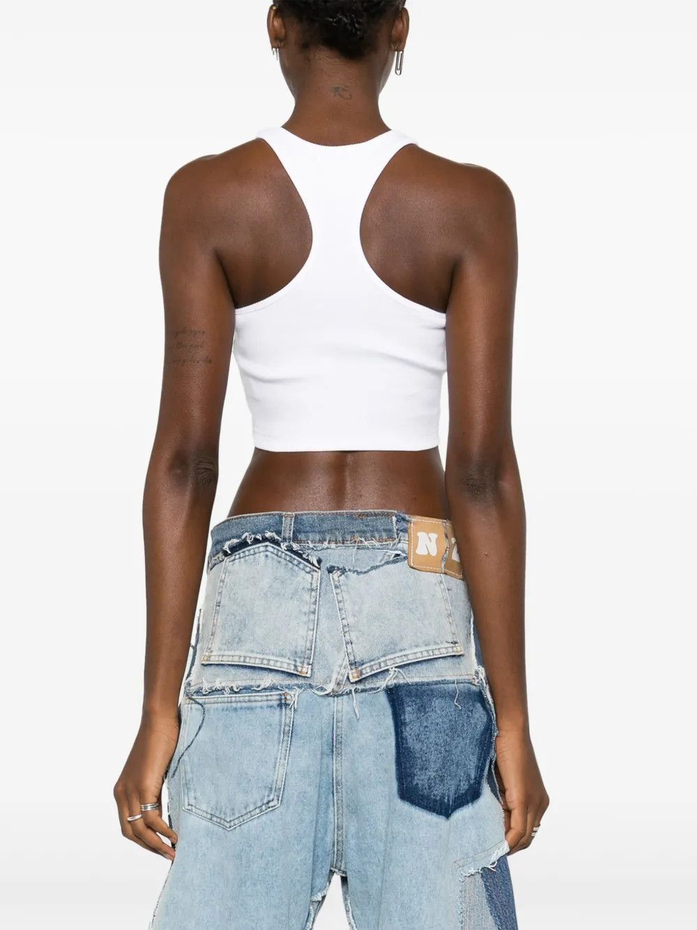 Off-White o1mle0425 Off Stamp Ribbed Rowing Crop Tank Top in White Size M / US 6-8 / IT 42-44 - 4 Thumbnail