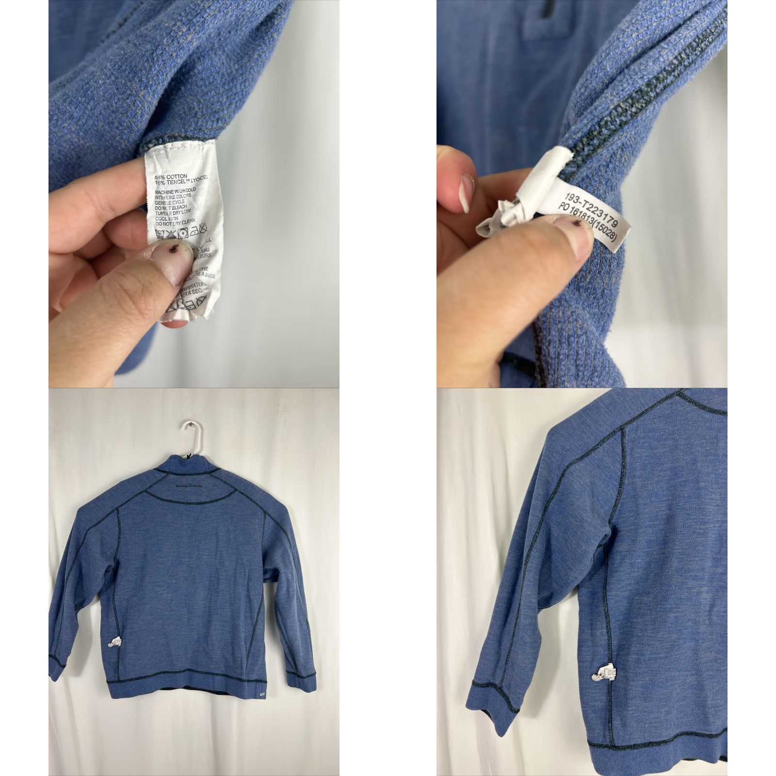 Tommy Bahama Tommy Bahama Mens Large Gray/Blue Reversible 1/4 Zip Pullover Cotton Blend Sweater - Long Sleeve Mock Neck Contacts: Casual Business Travel Size US L / EU 52-54 / 3 - 9 Thumbnail
