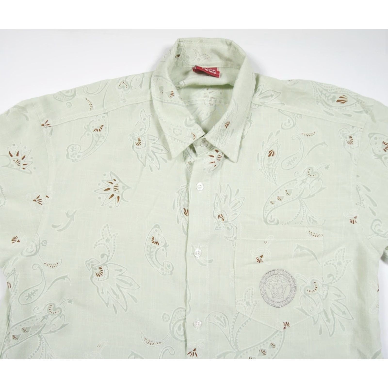 Versace VINTAGE Versace Button-Up Shirt Mens 2XL Green Paisley Medusa Logo Italy XL USA Size US XXL / EU 58 / 5 - 2 Thumbnail