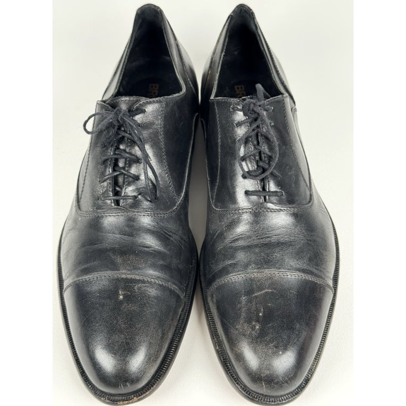 Vintage Broletto Men's Dress Shoe Cap Toe Lace Up Oxfords Black Leather Made In Italy 11 M Size ONE SIZE - 2 Thumbnail