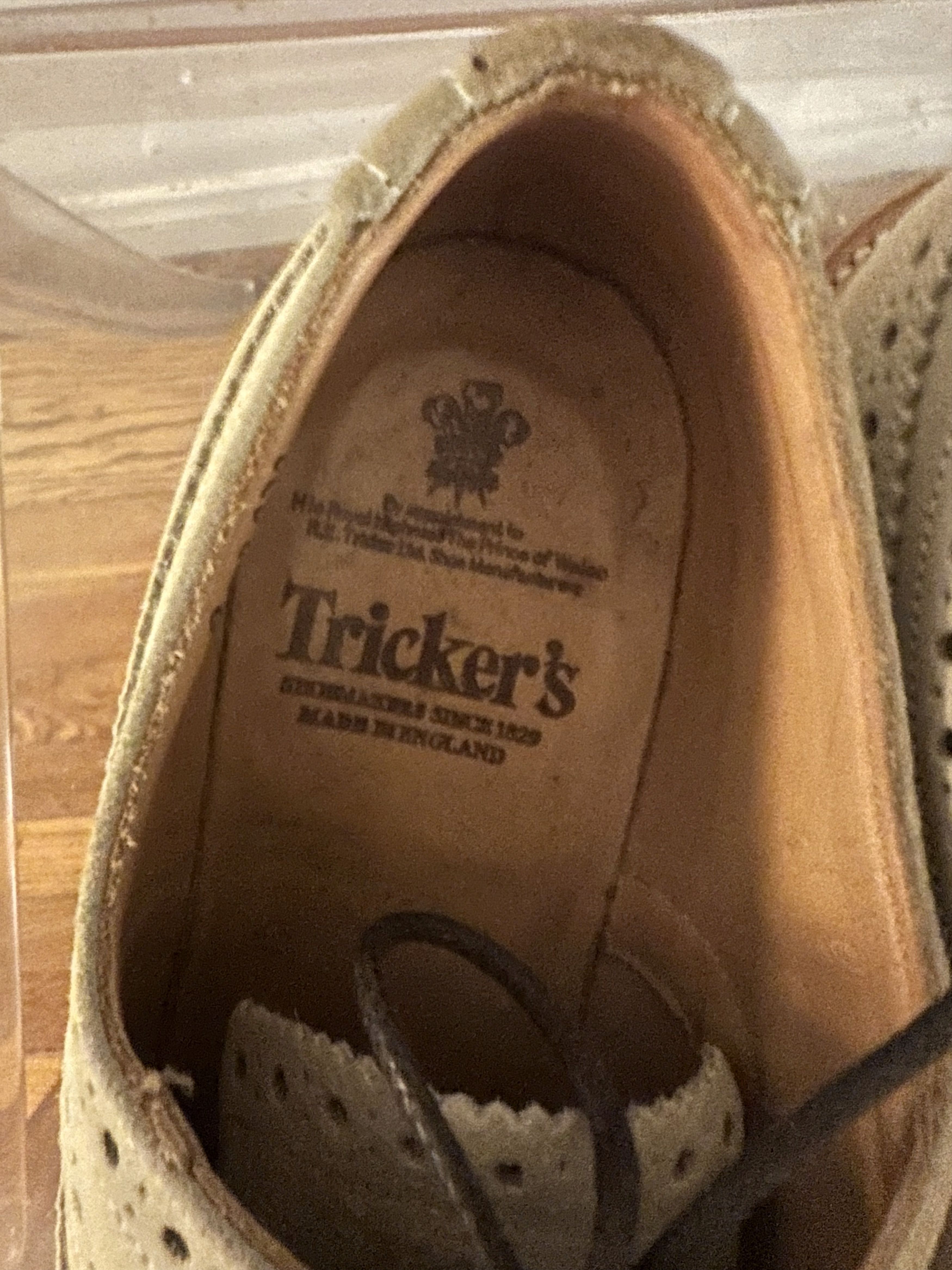 Tricker's Tricker's Bourton Beige Suede Brogue – Vibram – UK 9.5 Size US 10.5 / EU 43-44 - 6 Thumbnail