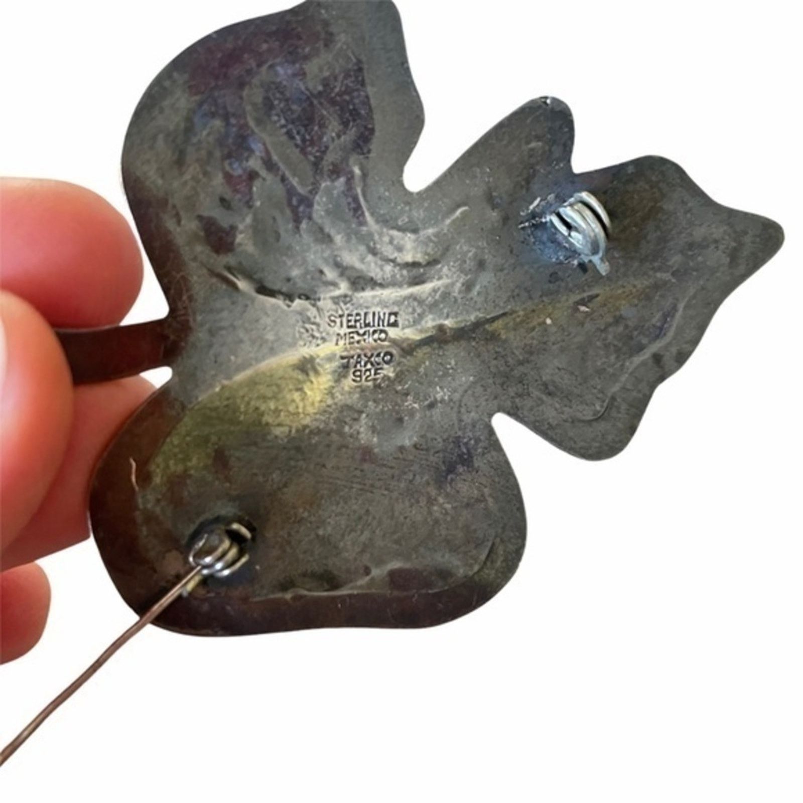 Vintage Taxco 925 Silver Abalone Shell Leaf Brooch Earrings Set Size ONE SIZE - 7 Thumbnail
