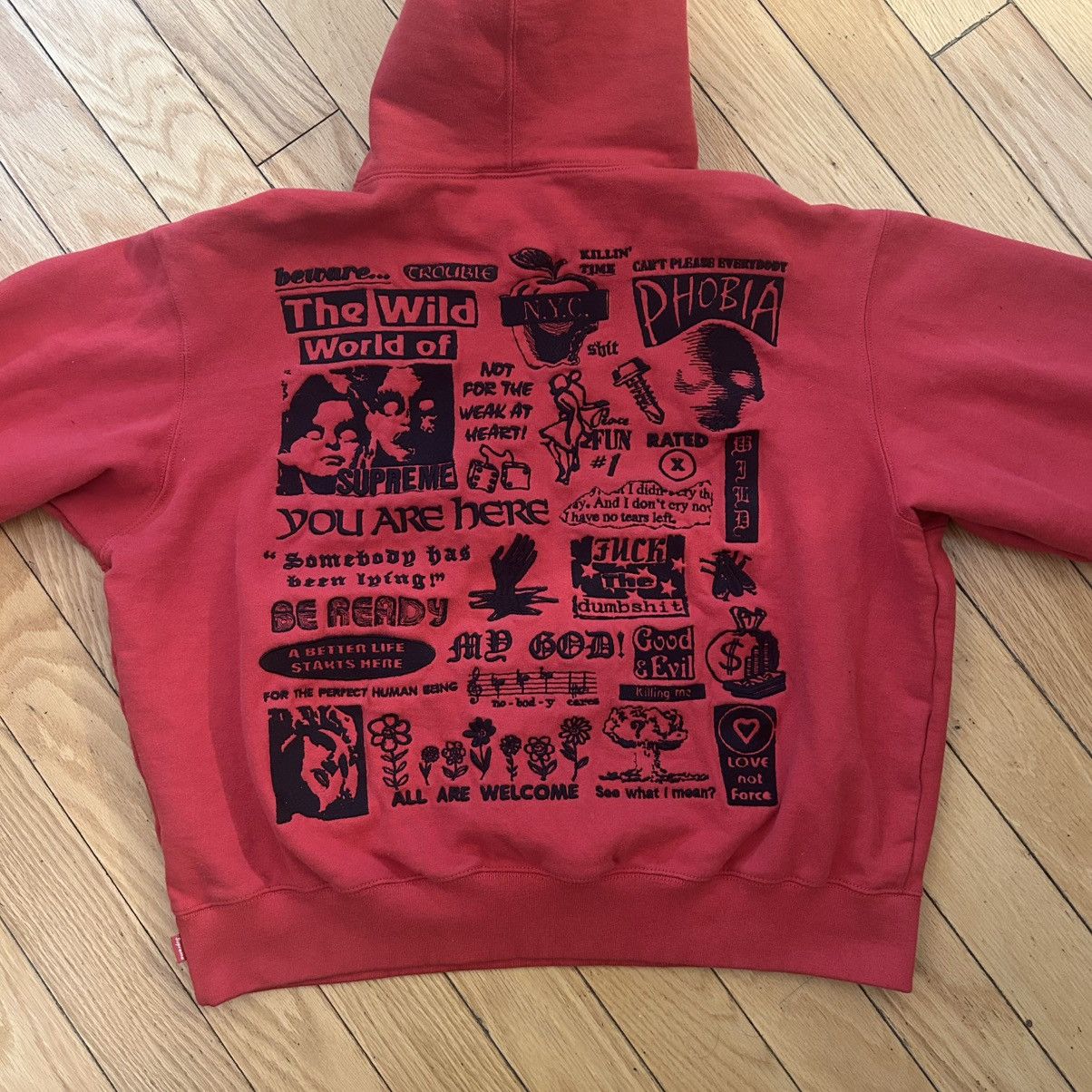Supreme Supreme Wild Embroidered Hooded Sweatshirt Red Medium Size US M / EU 48-50 / 2 - 3 Thumbnail