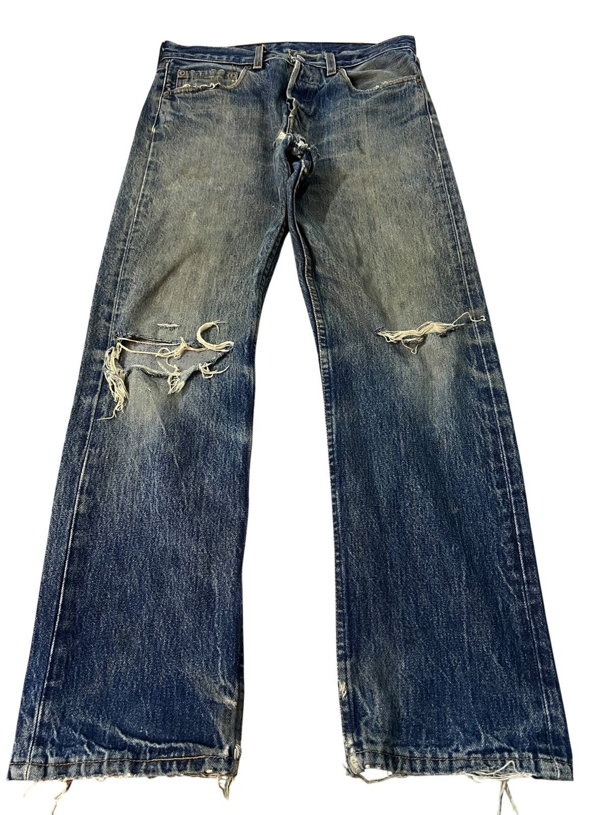 Levi's Vintage 90’s Levi’s 501 Distress Ripped Jean#kurt corbain Size US 30 / EU 46 - 1 Thumbnail
