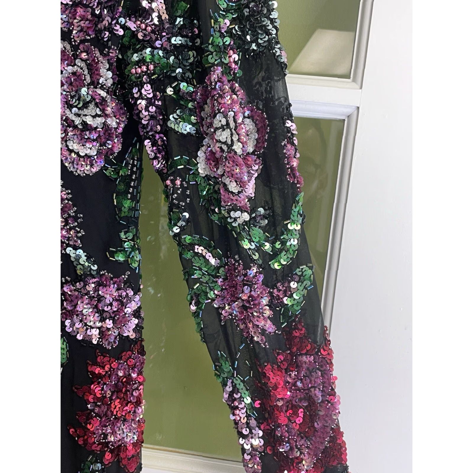 Industrie VINTAGE He-Ro Dress Sequin Long Sleeve Midi Black Size 8 Women - Vintage Black Tie By He-Ro Industries Dress Sequin Jeweled Long Sleeve Sz 8 Size M / US 6-8 / IT 42-44 - 4 Thumbnail