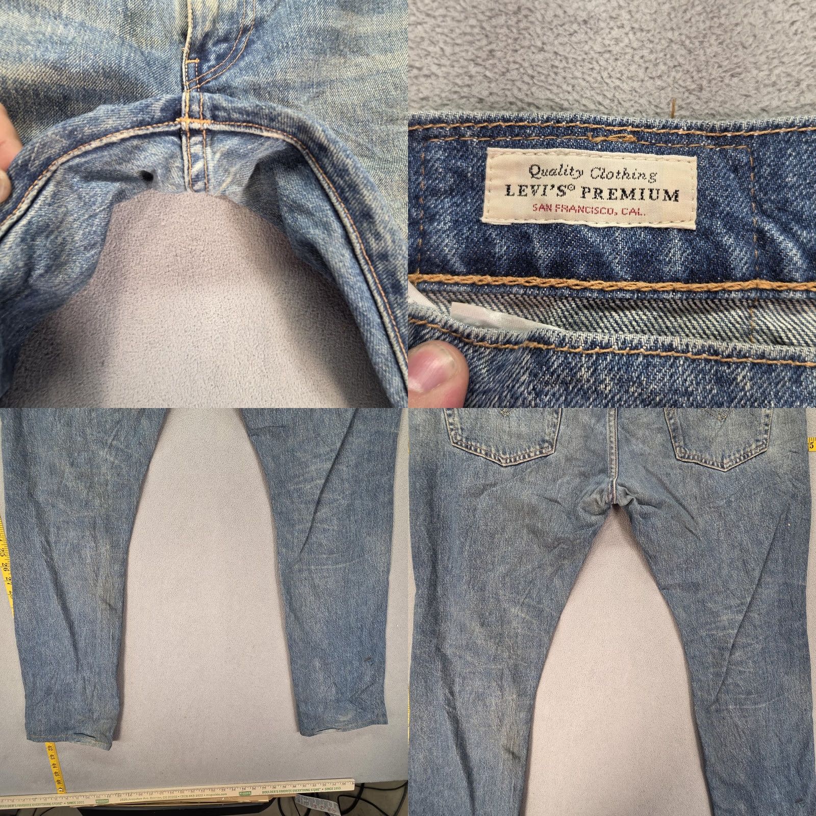 Levi's Levis 511 Jeans Slim Tapered 36x32 Blue Mens Regular Denim Distressed Pocket 501? Size US 36 / EU 52 - 9 Thumbnail