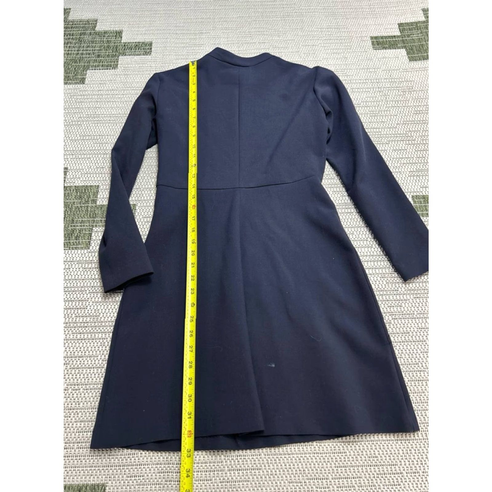 Zara Zara A-Line Dress Womens Small Blue Gold Tone Crest Buttons Mock Neck Cocktail Dress City Size S / US 4 / IT 40 - 3 Thumbnail