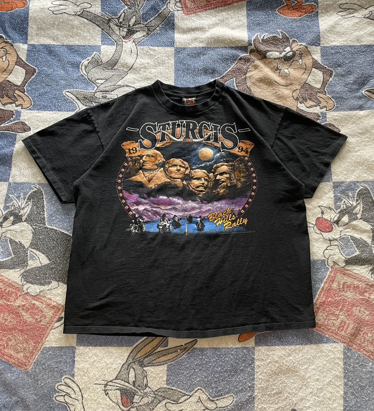 image of Made In USA x Vintage Sturgis 3D Emblem Tee in Black, Men's (Size 2XL)