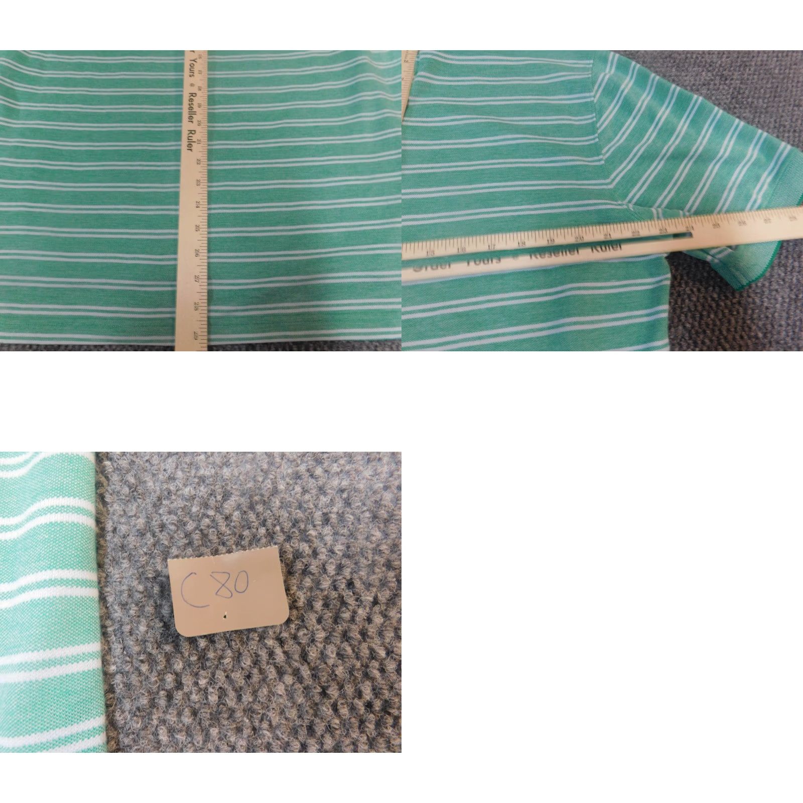 Vintage Saddlebred Polo Shirt Mens L Green Striped Regular Fit Short Sleeve Knit Buttoned Collar Golf Size US L / EU 52-54 / 3 - 8 Thumbnail