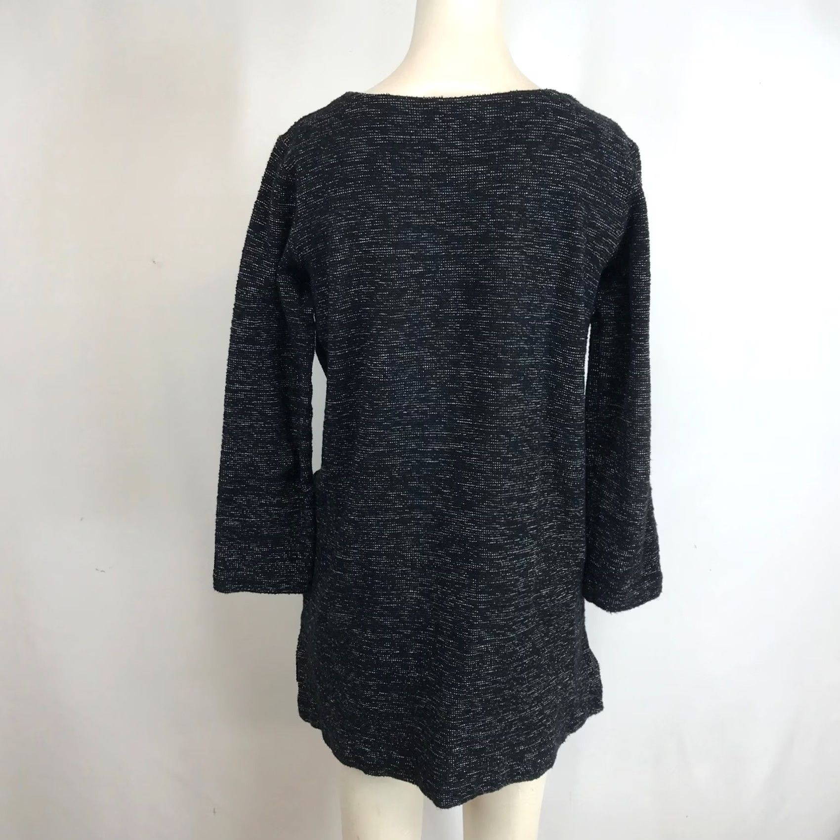 Eileen Fisher Eileen Fisher Textured Knit Tunic Sweater Dress Pockets XS Black White Size XS / US 0-2 / IT 36-38 - 5 Thumbnail
