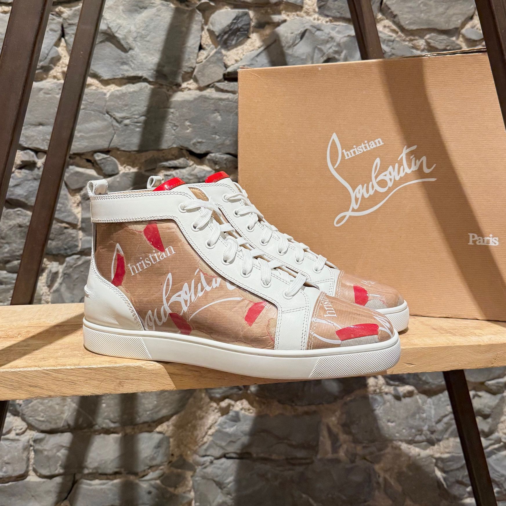 Christian Louboutin Christian Louboutin Louis Loubi Kraft PVC High-top Sneakers Size US 10.5 / EU 43-44 - 1 Thumbnail