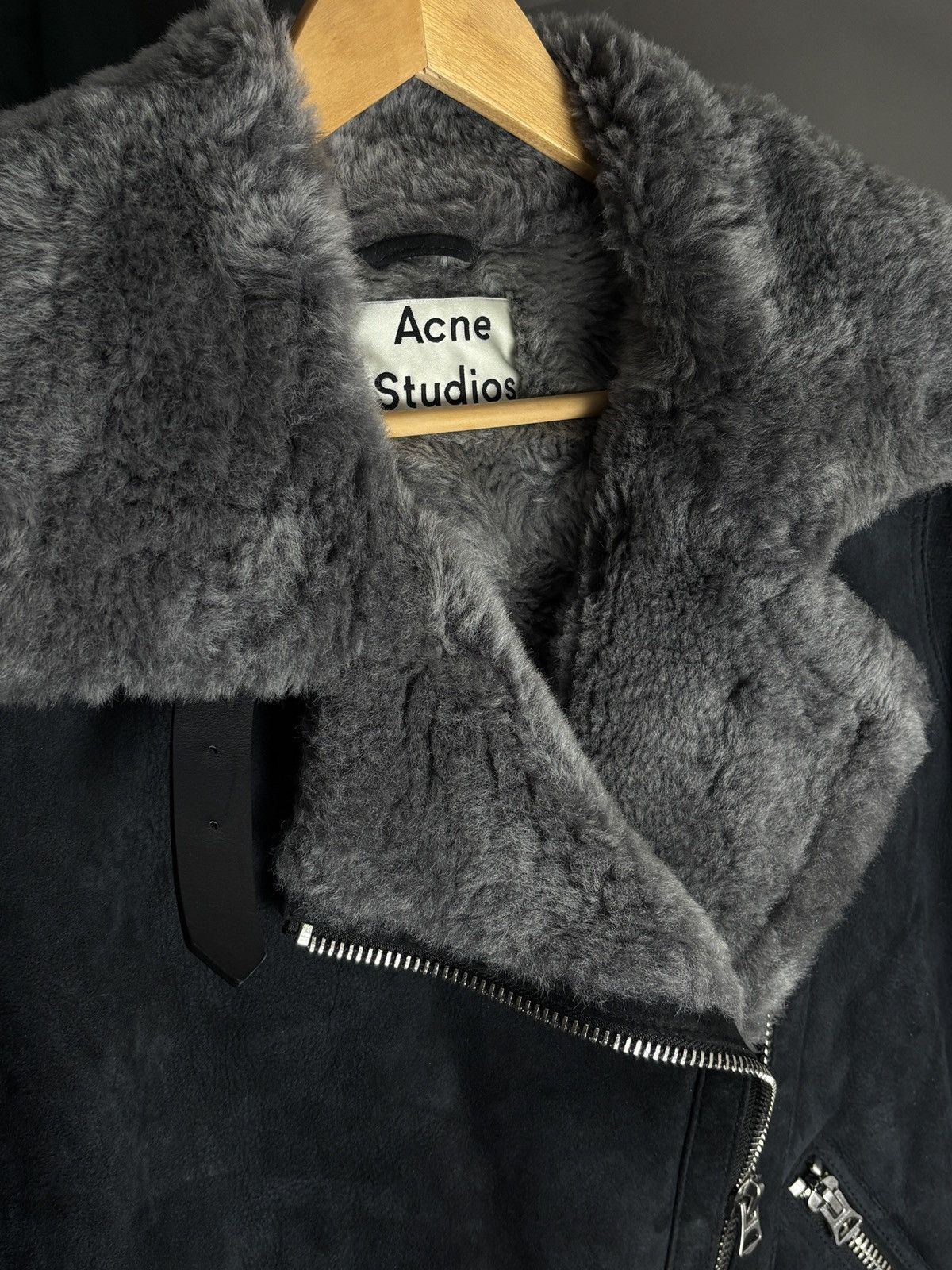 Acne Studios Acne Studios Dark Navy Velocite Suede Shearling Jacket Pilot Size M / US 6-8 / IT 42-44 - 3 Thumbnail