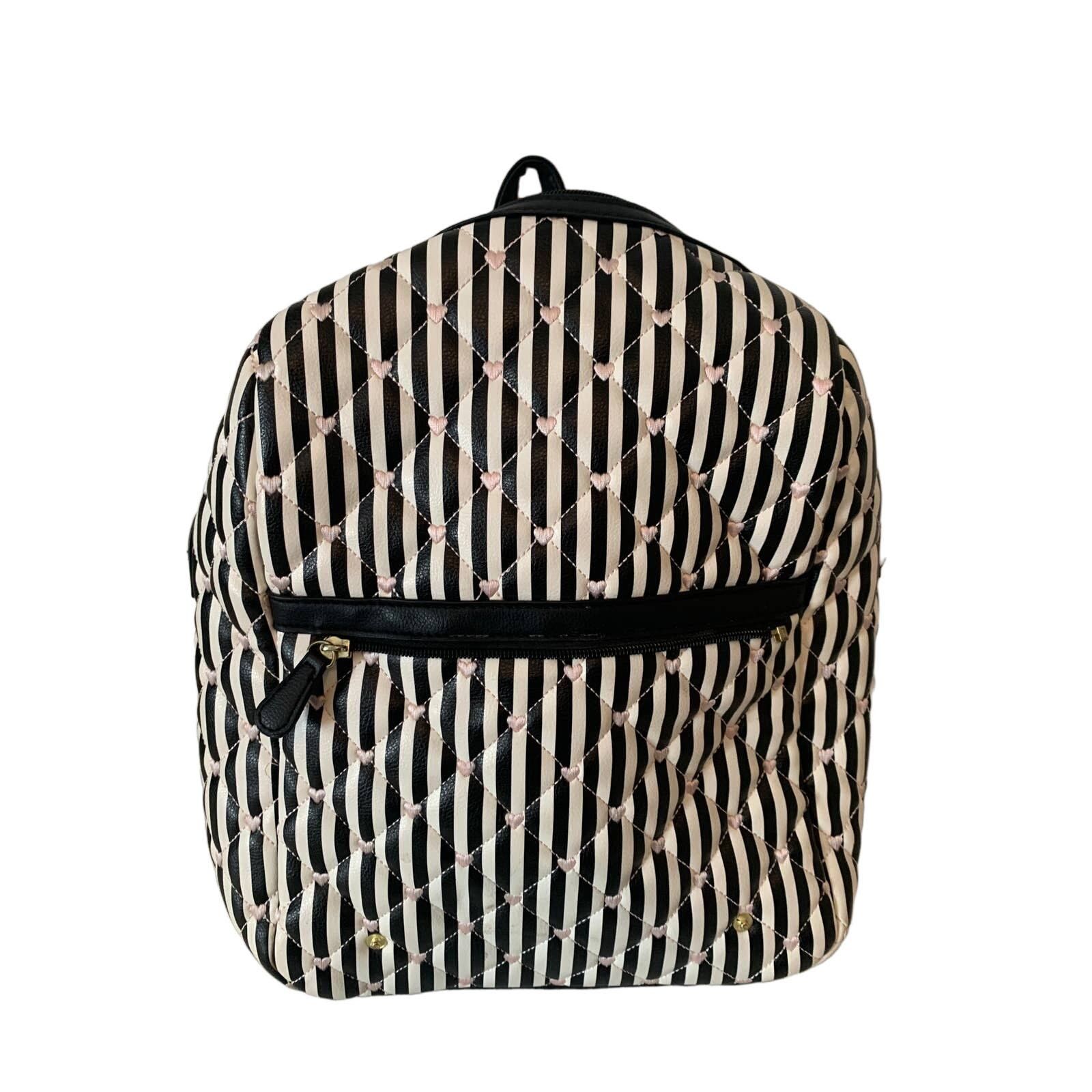 Betsey Johnson Betsey Johnson black and white stripe backpack pink