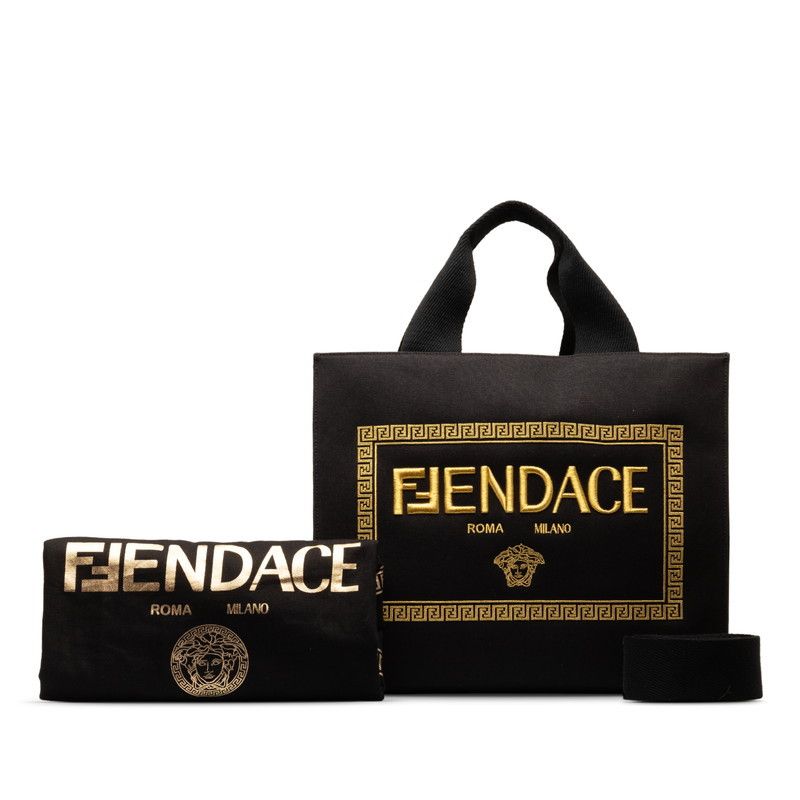 Fendi Fendi Fendi Fendace La Medusa 2WAY Tote Bag 8BH395 Black Canvas Canvas Tote Bag 8BH395 in Great Condition Size ONE SIZE - 1 Thumbnail