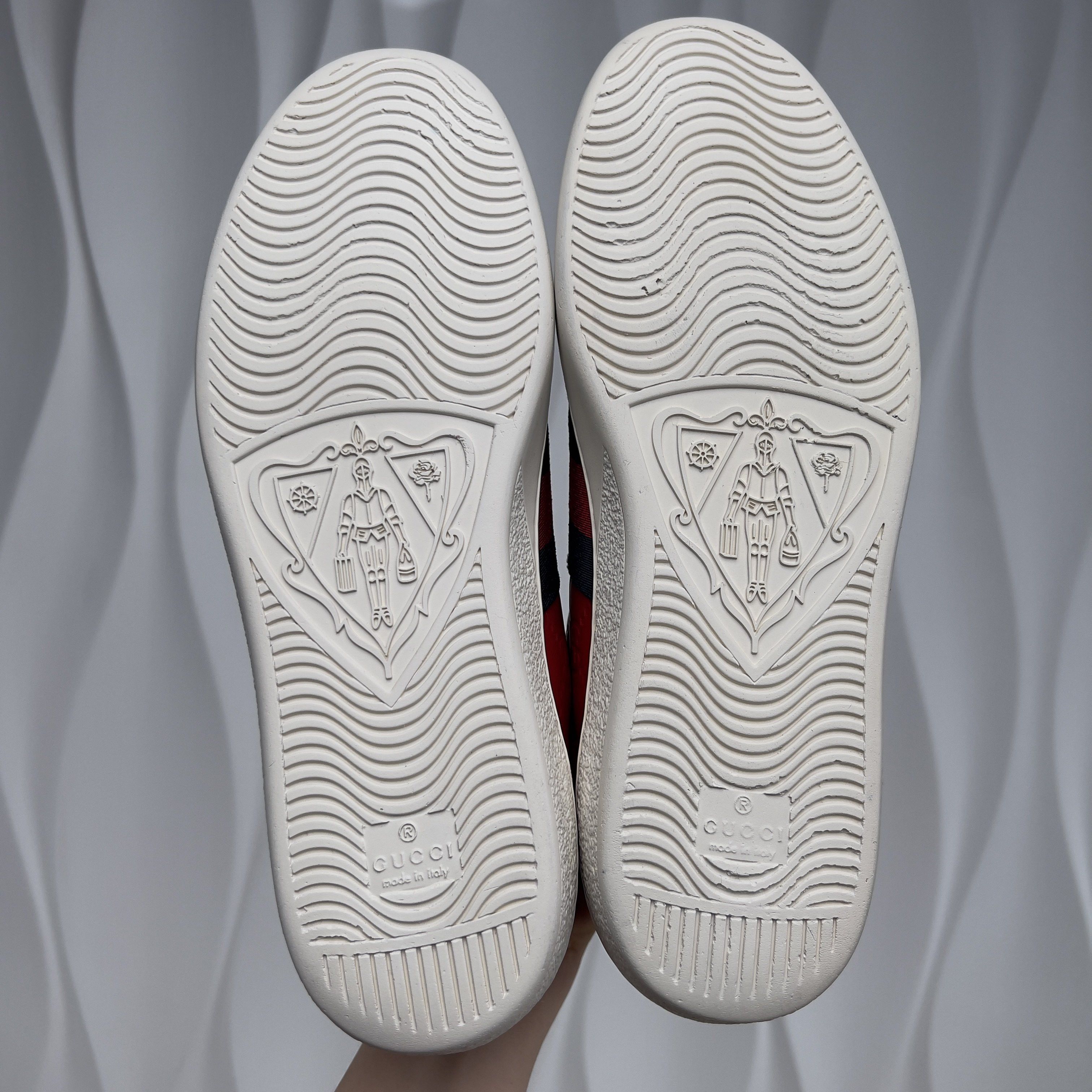 Gucci Ace Web GG Monogram Low Top Sneakers Red Leather Size US 8 / EU 41 - 11 Thumbnail
