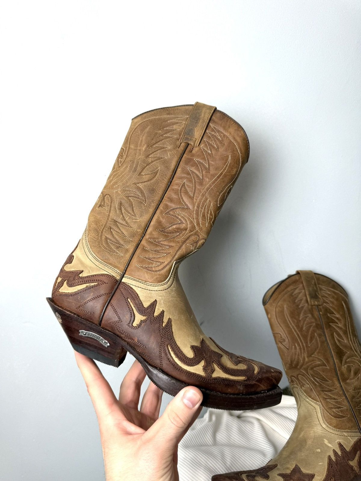 Cowboy Equipment 💥Rare! Vintage Sendra Western Leather Cowboy Boots Size US 6 / IT 36 - 9 Thumbnail