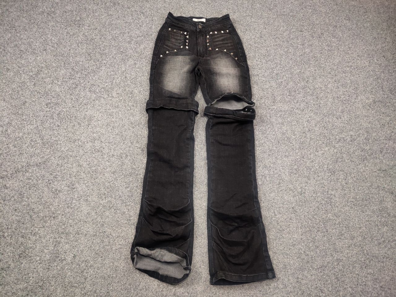 Le Grande Bleu (L.G.B.) 24ans Japan Design L.G.B. Silver Black Pocket Flared Jeans Size 26" / US 2 / IT 38 - 2 Thumbnail
