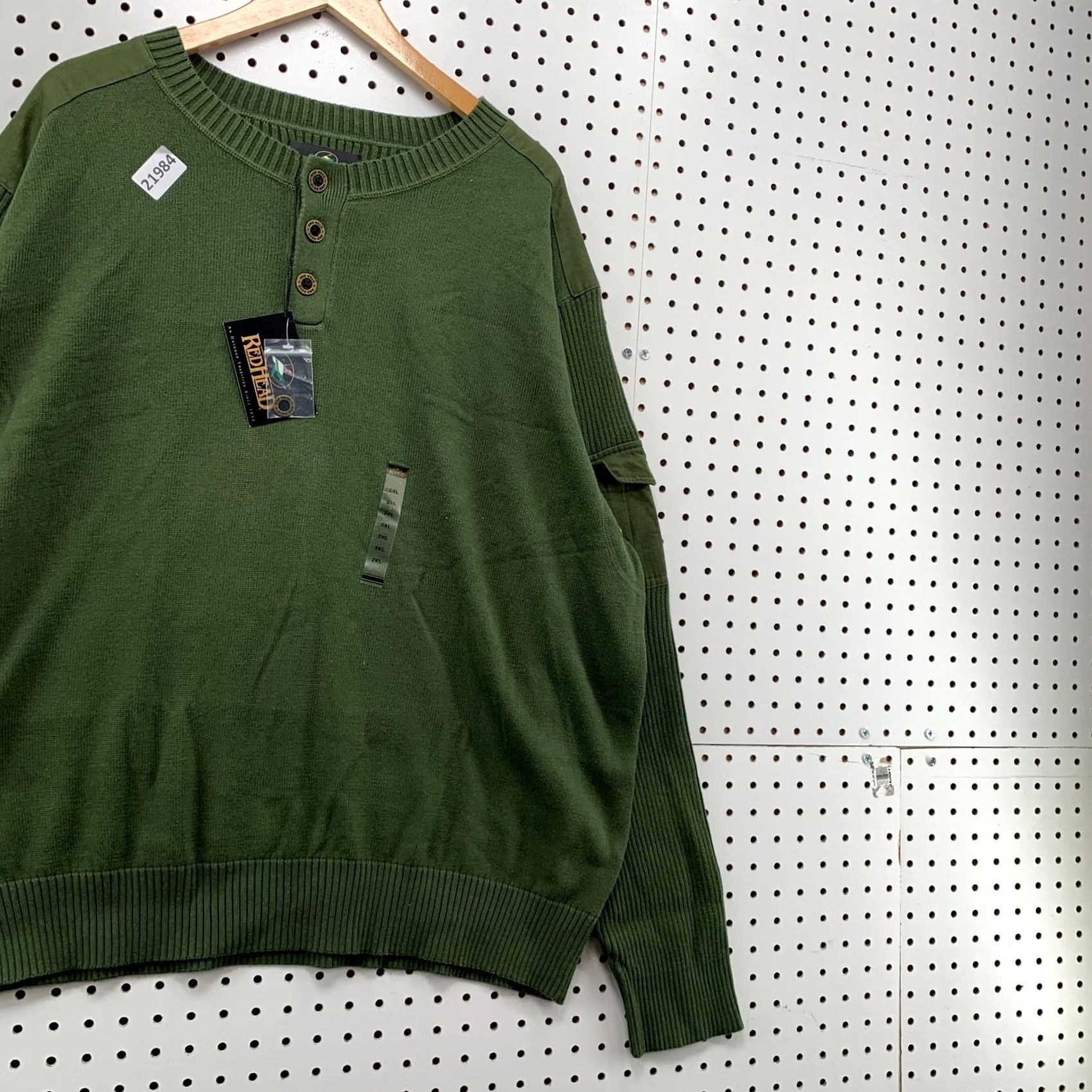 Vintage RedHead Sweater Mens 2XL Green NEW Henley Button Ribbed Knit 5x30 Pullover Size US XXL / EU 58 / 5 - 4 Thumbnail
